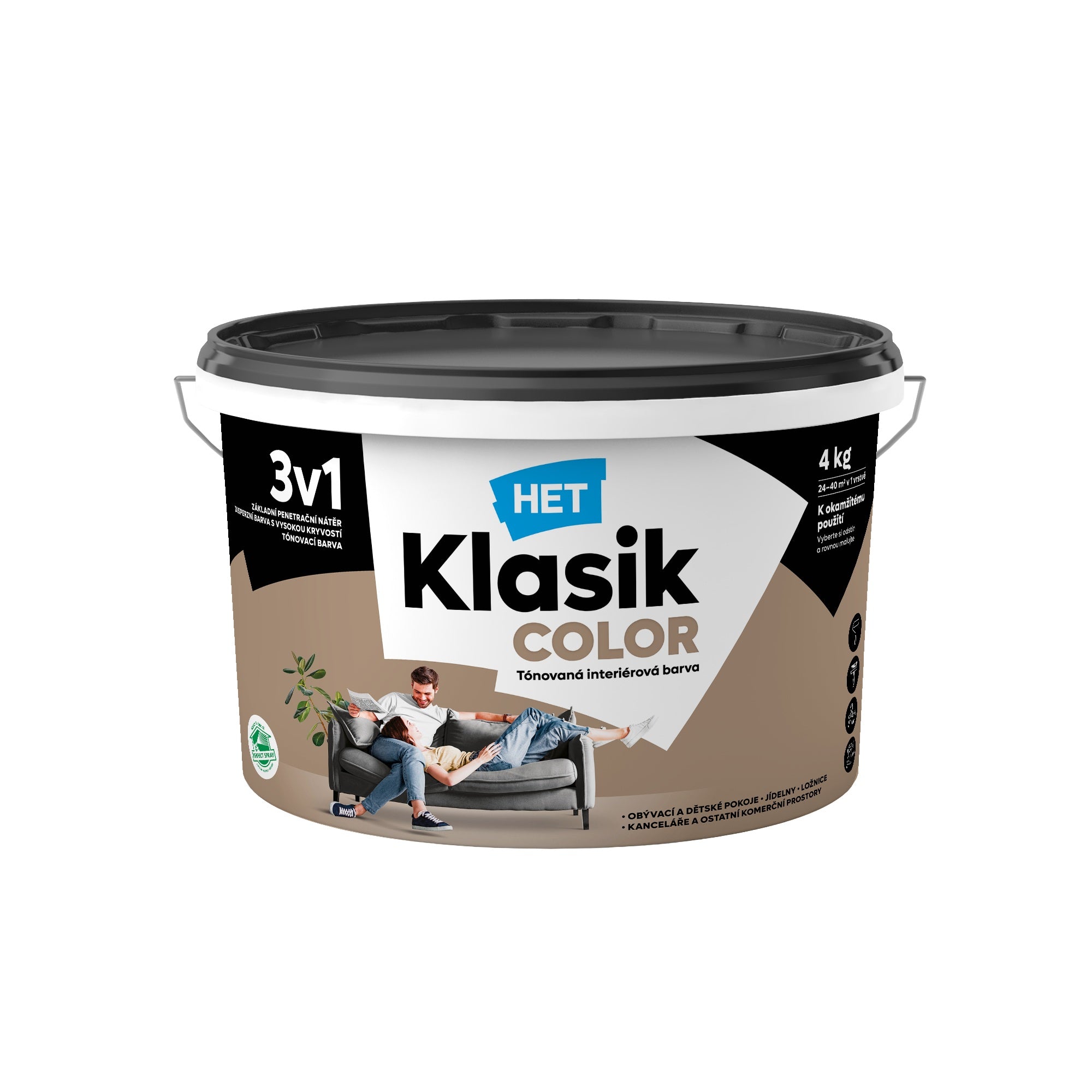 HET Klasik COLOR pastelová interiérová akrylátová otěruvzdorná barva na zeď_4kg_0257
