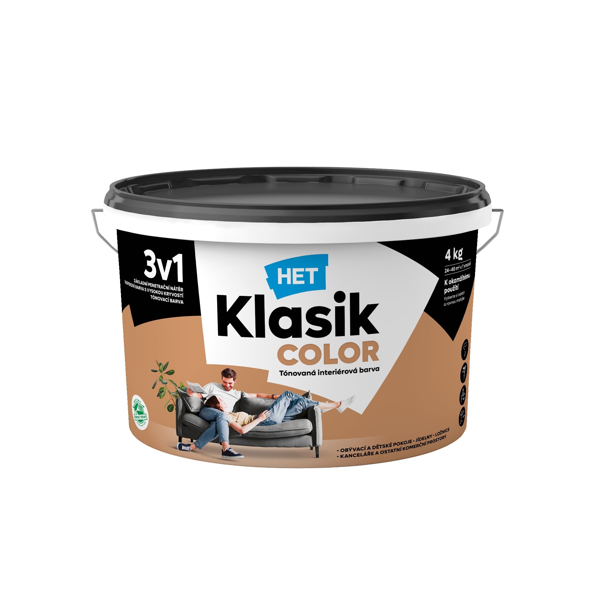 HET Klasik COLOR pastelová interiérová akrylátová otěruvzdorná barva na zeď_4kg_0288