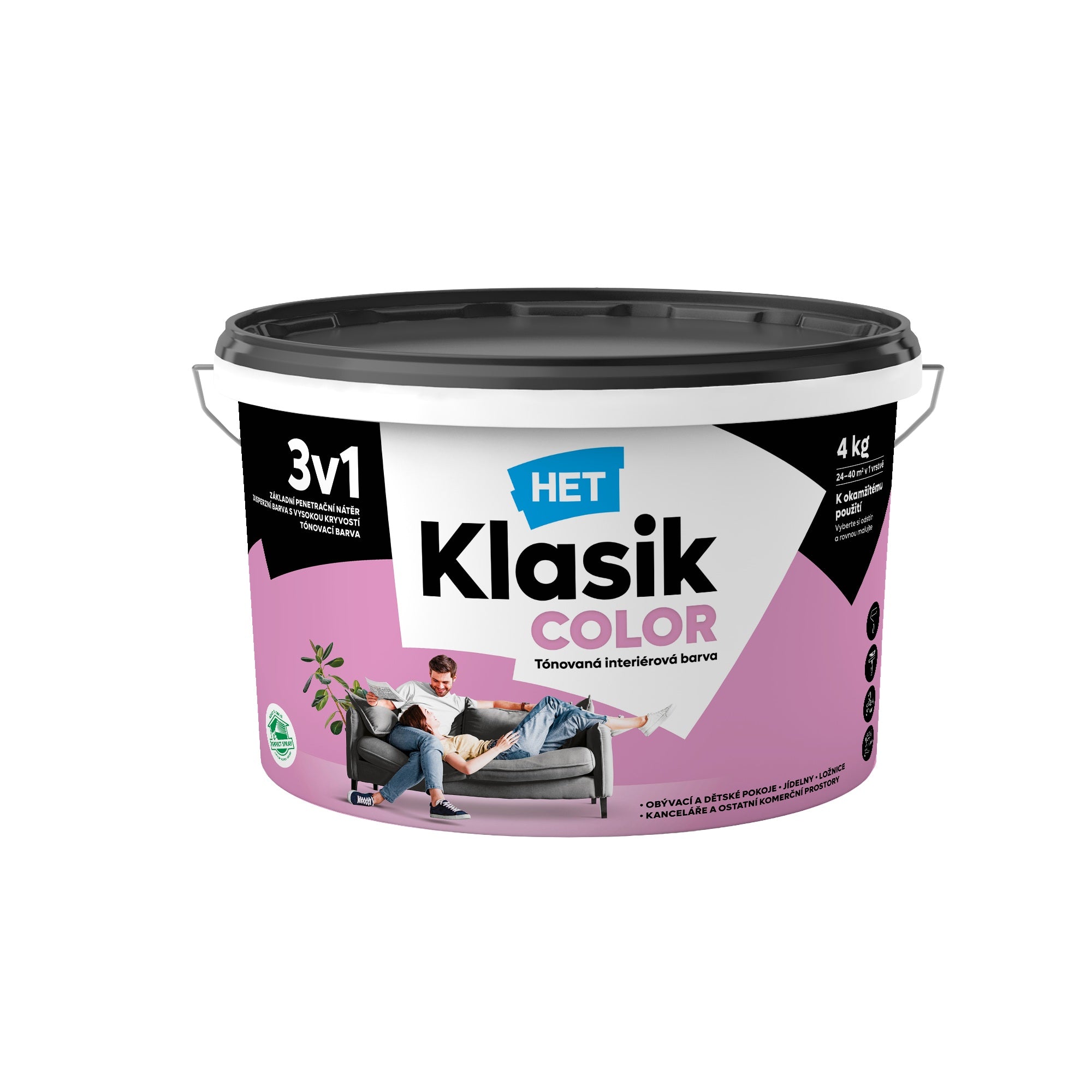 HET Klasik COLOR pastelová interiérová akrylátová otěruvzdorná barva na zeď_4kg_0307