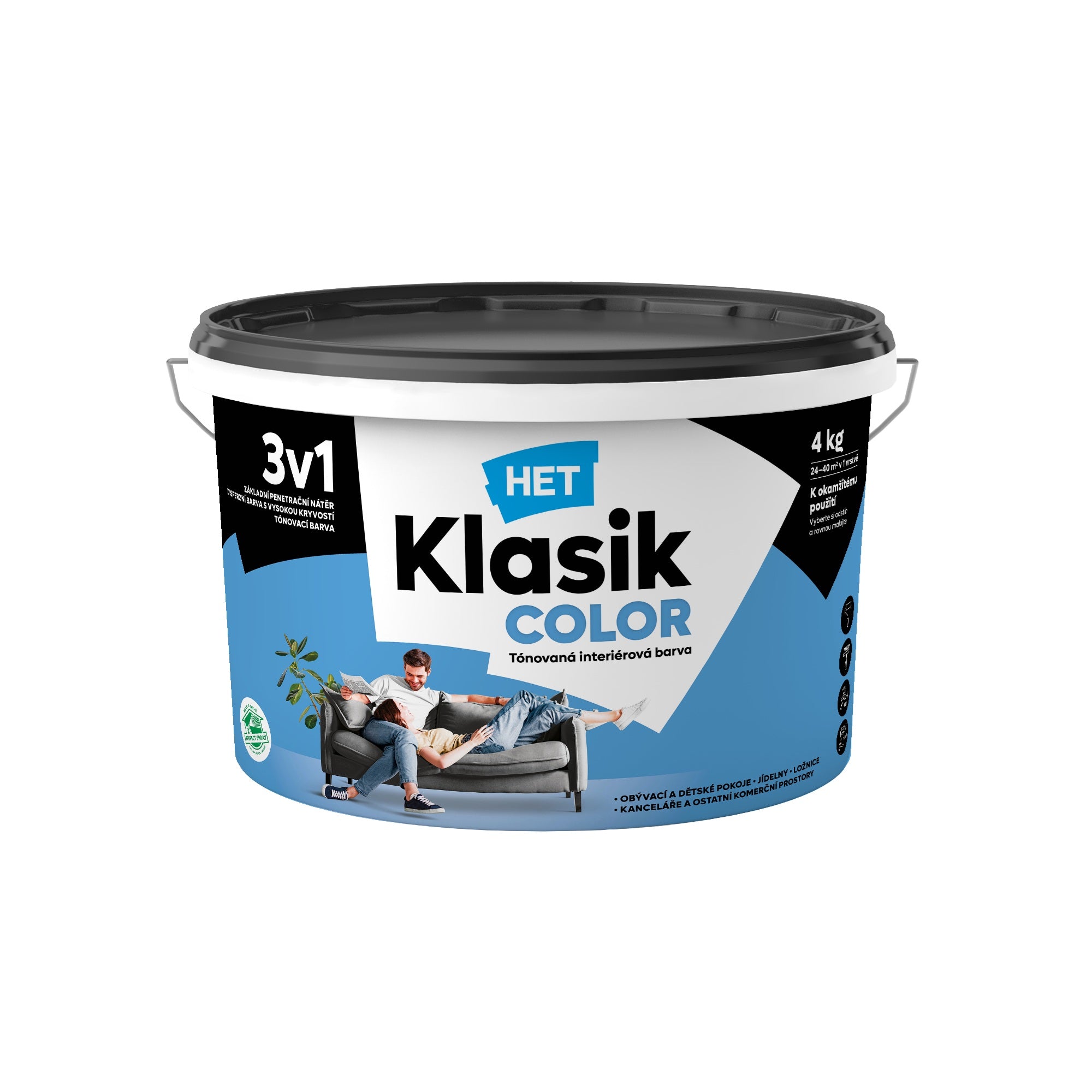 HET Klasik COLOR pastelová interiérová akrylátová otěruvzdorná barva na zeď_4kg_0417