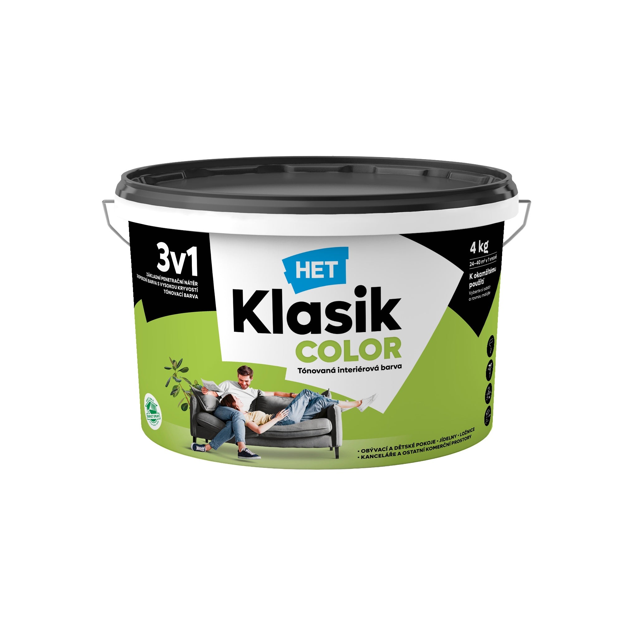 HET Klasik COLOR pastelová interiérová akrylátová otěruvzdorná barva na zeď_4kg_0597