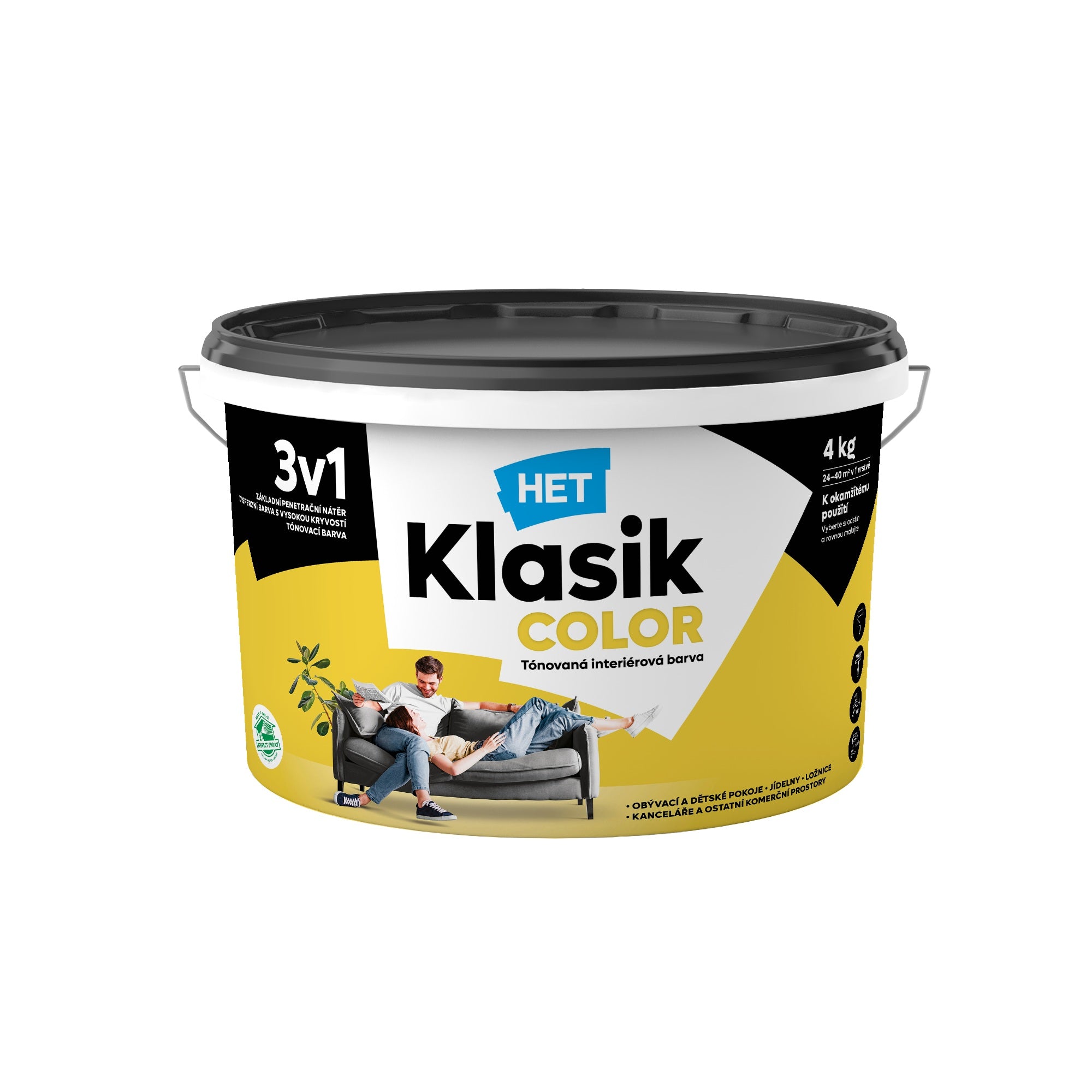 HET Klasik COLOR pastelová interiérová akrylátová otěruvzdorná barva na zeď_4kg_0618