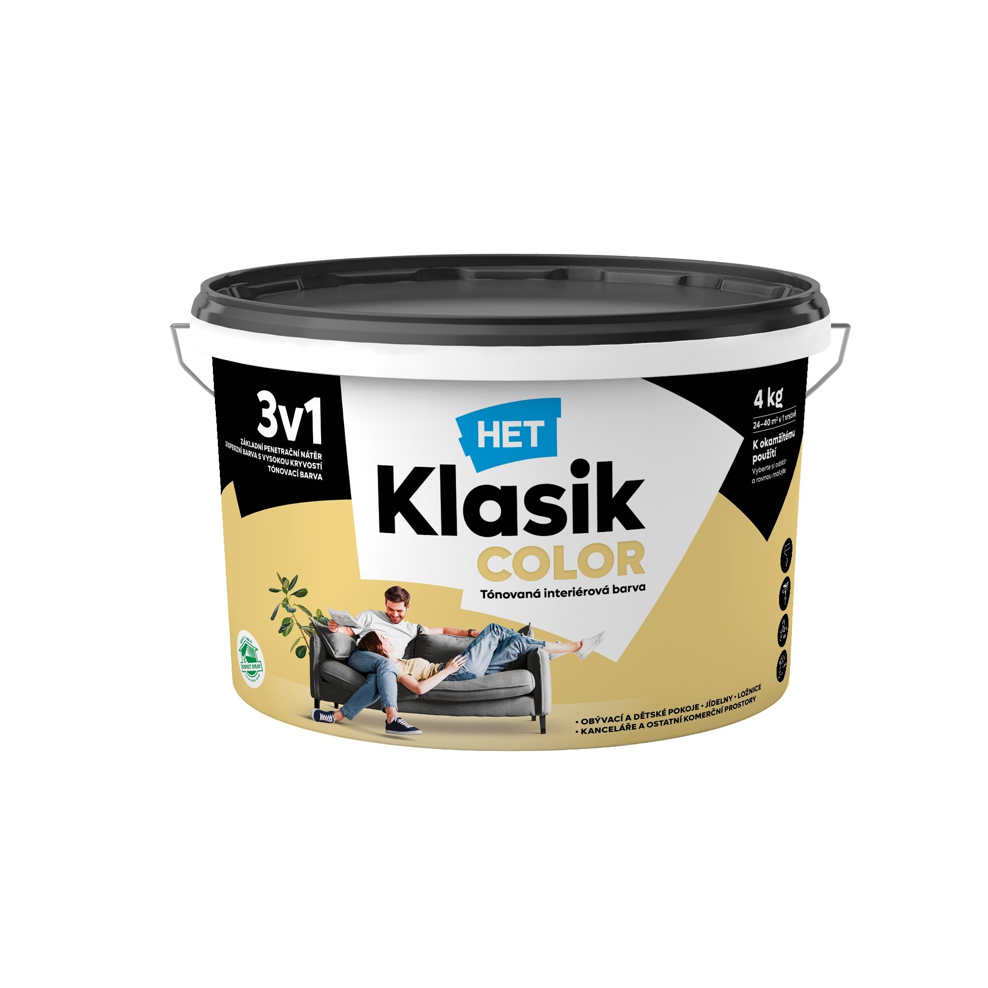 HET Klasik COLOR pastelová interiérová akrylátová otěruvzdorná barva na zeď_4kg_0637