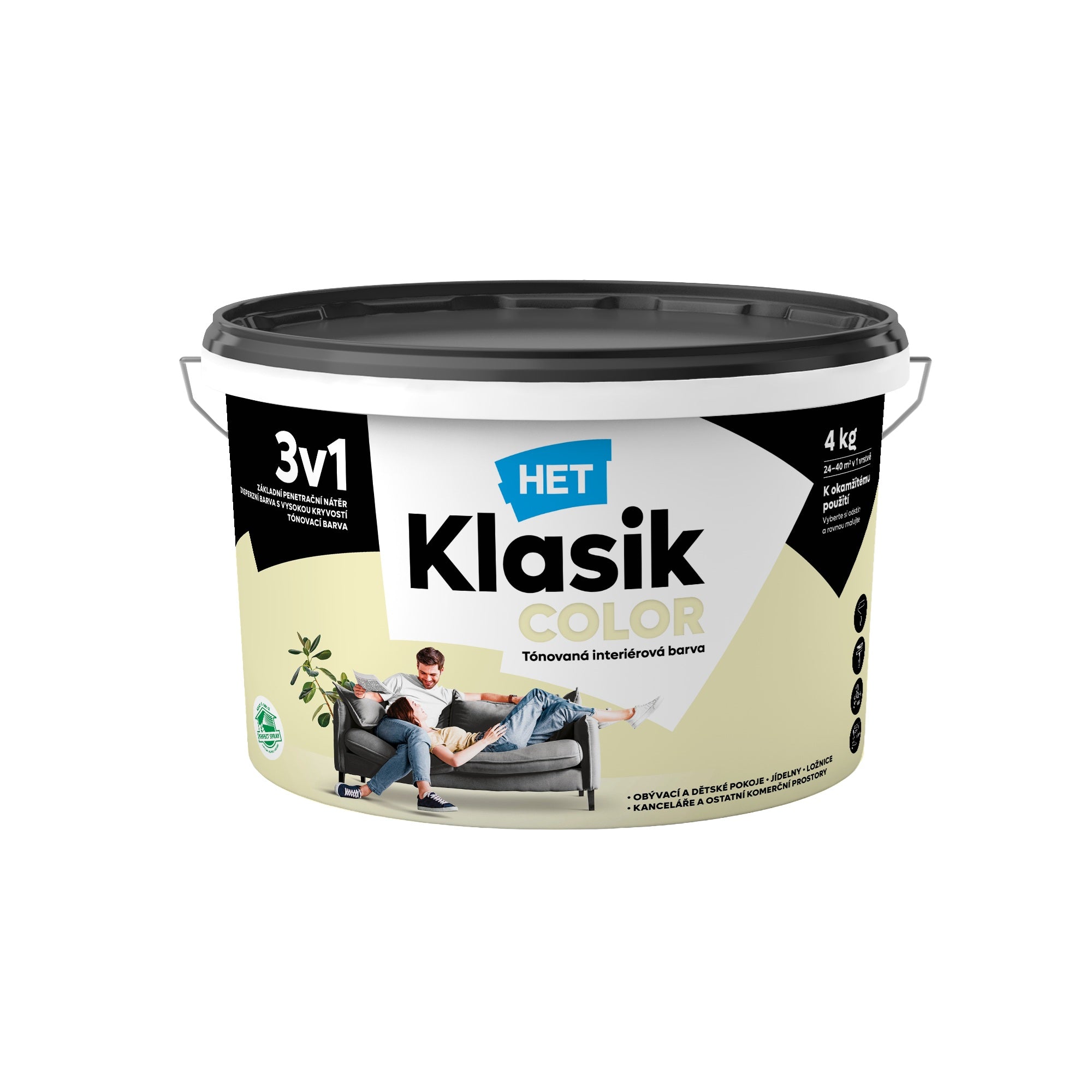 HET Klasik COLOR pastelová interiérová akrylátová otěruvzdorná barva na zeď_4kg_0658