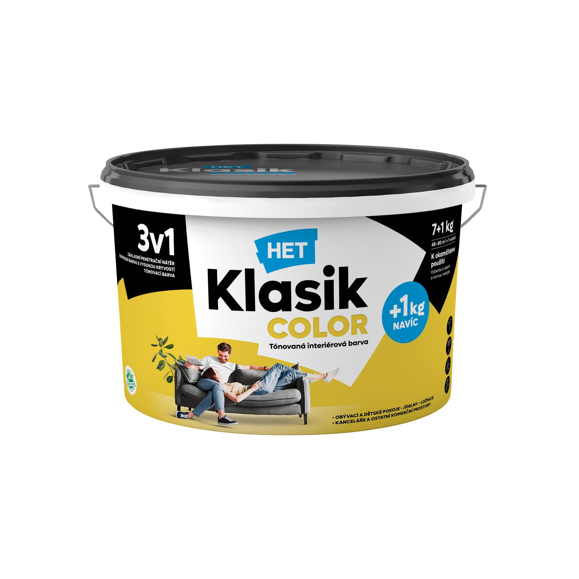 HET Klasik COLOR pastelová interiérová akrylátová otěruvzdorná barva na zeď_7+1kg_0618