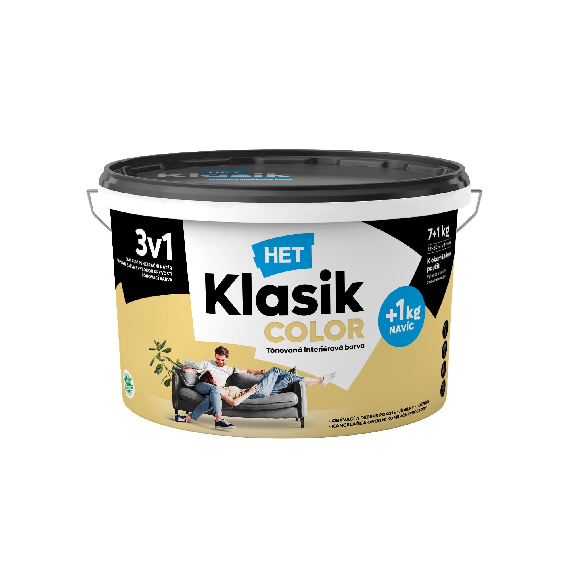 HET Klasik COLOR pastelová interiérová akrylátová otěruvzdorná barva na zeď_7+1kg_0637