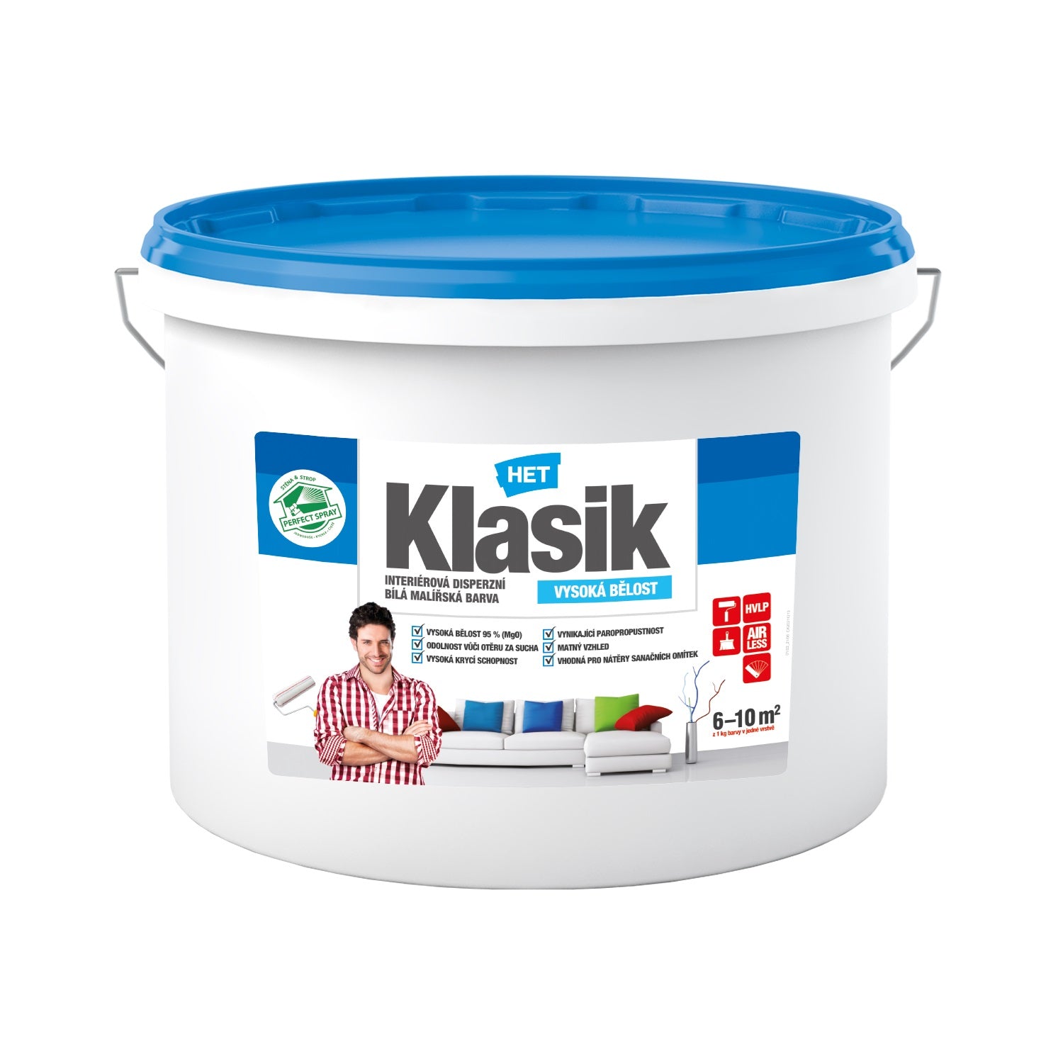 HET Klasik bílá malířská akrylátová barva na zeď 25 kg