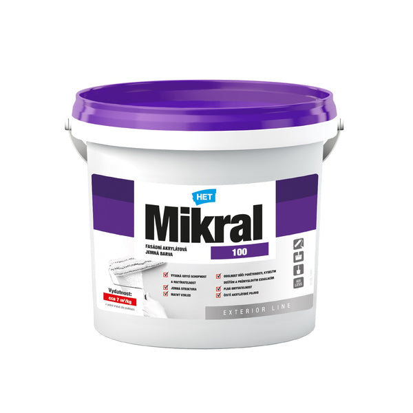 HET Mikral 100 bílá omyvatelná akrylátová fasádní barva 1 kg