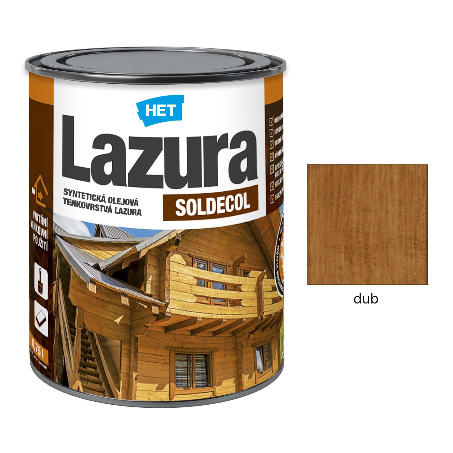 HET SOLDECOL Lazura syntetická olejová tenkovrstvá lazura na dřevo - dub 26