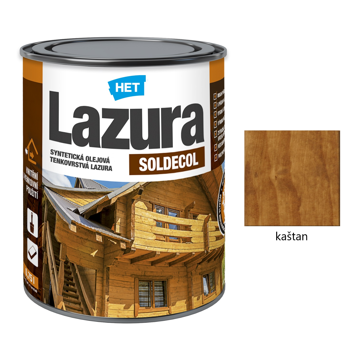 HET SOLDECOL Lazura syntetická olejová tenkovrstvá lazura na dřevo - kaštan 24