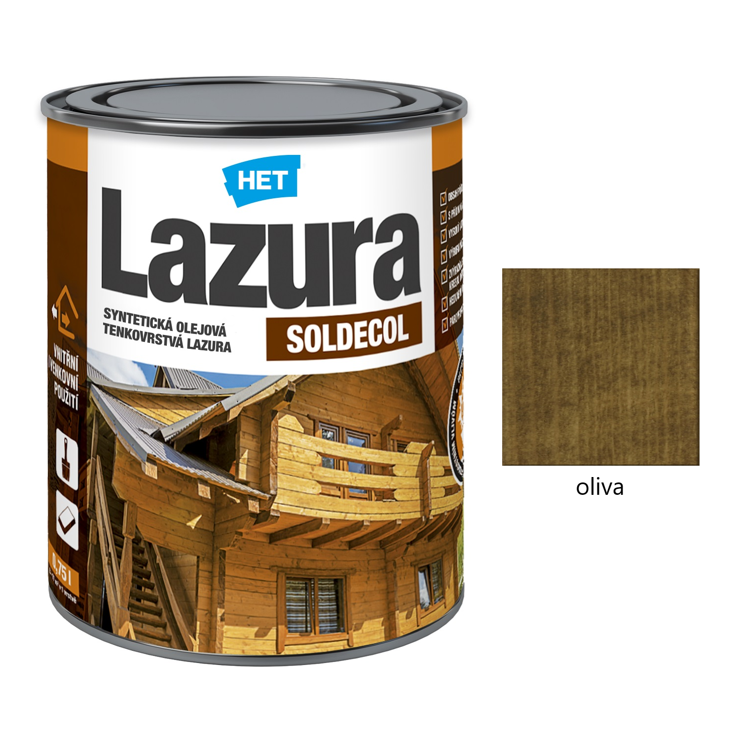 HET SOLDECOL Lazura syntetická olejová tenkovrstvá lazura na dřevo - oliva 34