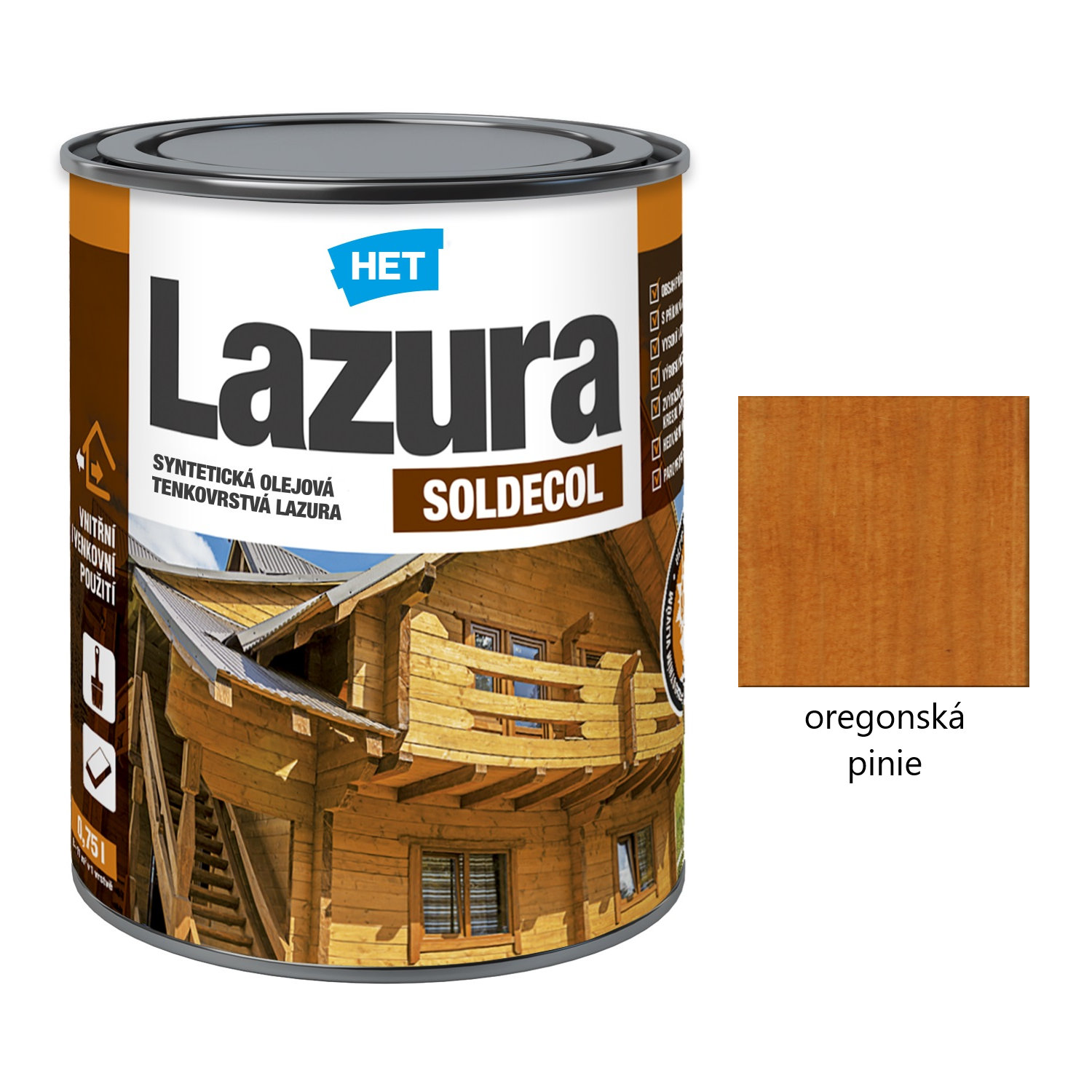 HET SOLDECOL Lazura syntetická olejová tenkovrstvá lazura na dřevo - oregonská pinie 38