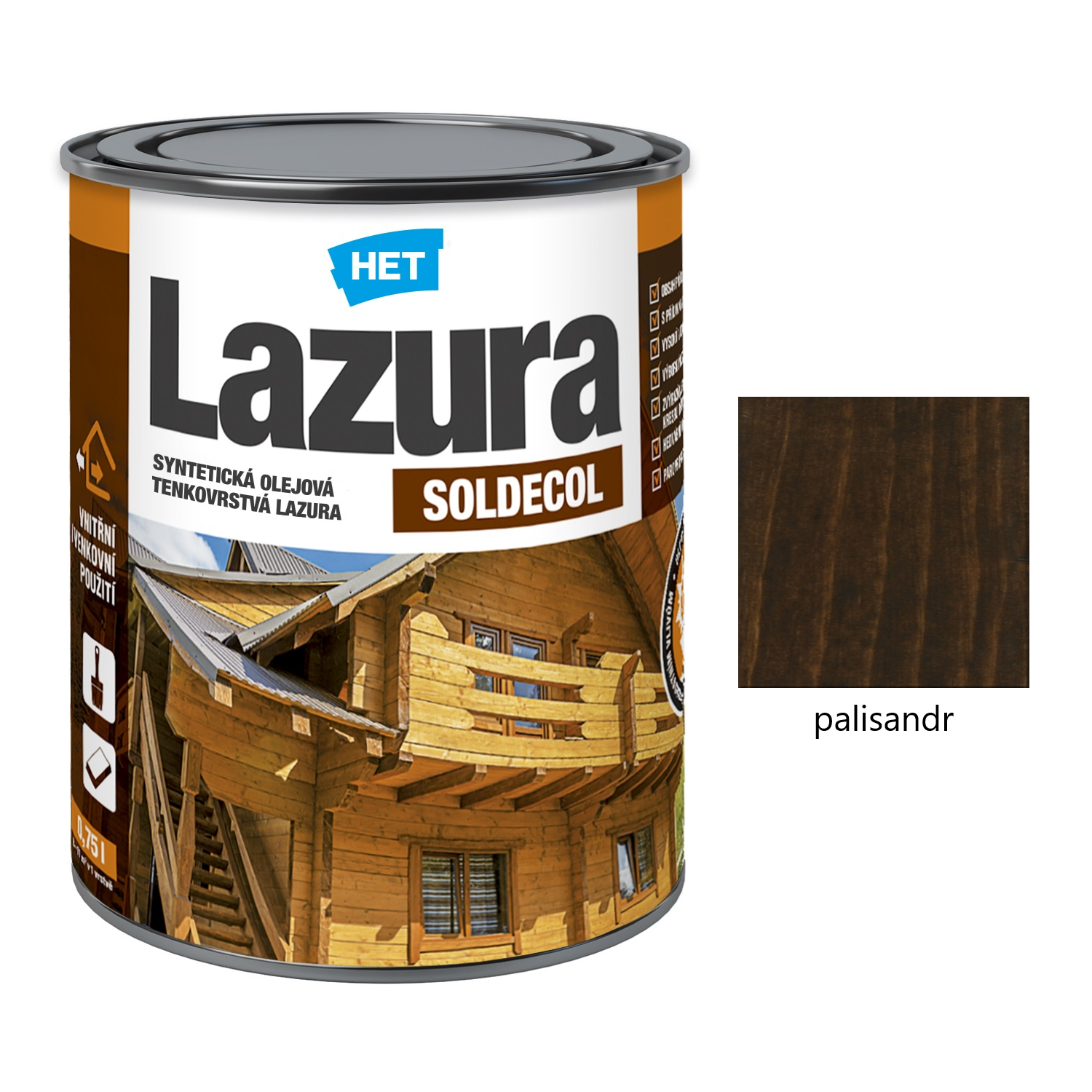 HET SOLDECOL Lazura syntetická olejová tenkovrstvá lazura na dřevo - palisandr 32