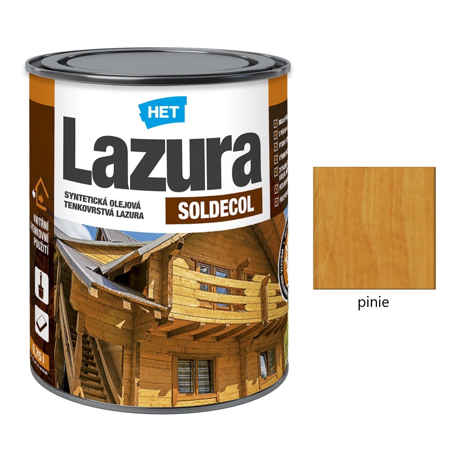 HET SOLDECOL Lazura syntetická olejová tenkovrstvá lazura na dřevo - pinie 36