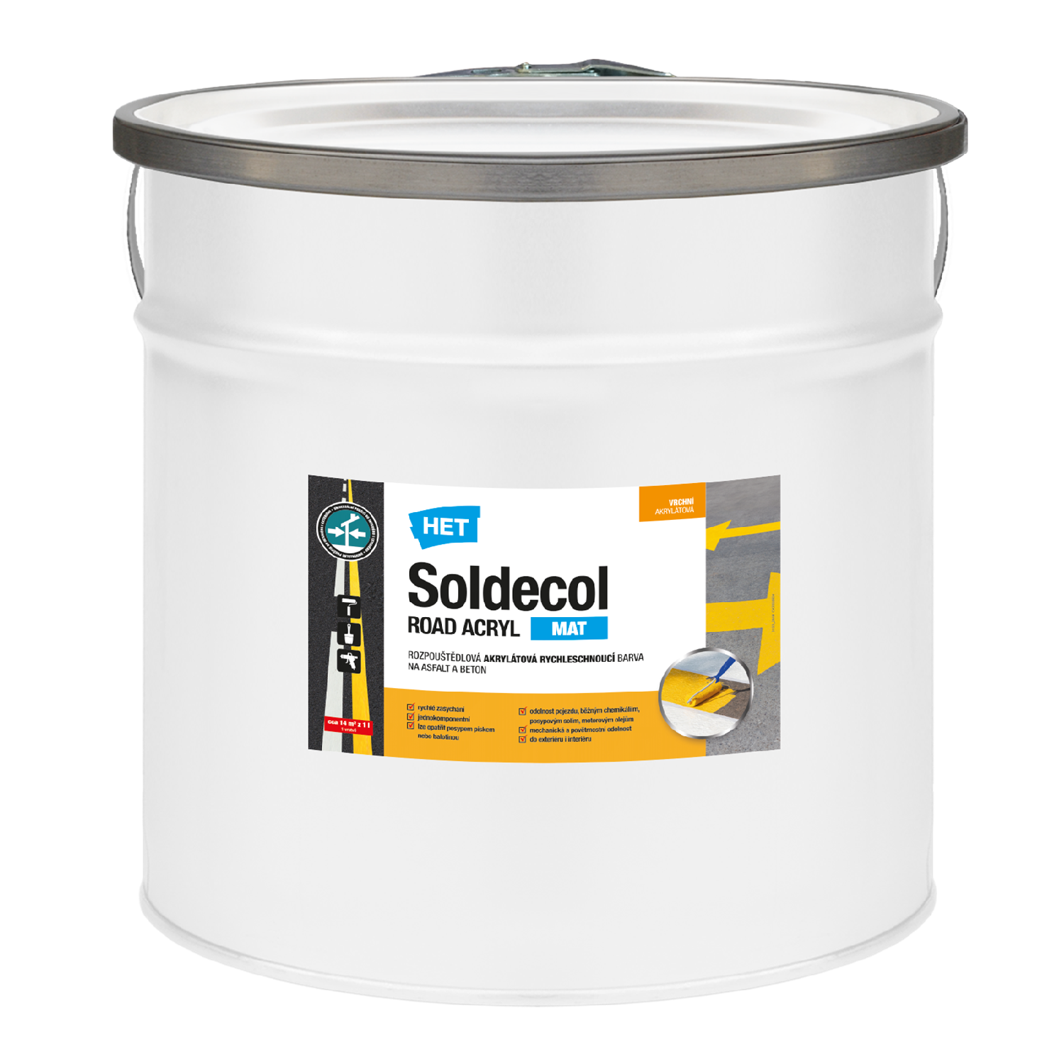 HET Soldecol ROAD ACRYL M rychleschnoucí akrylátová barva na beton a asfalt 20 l