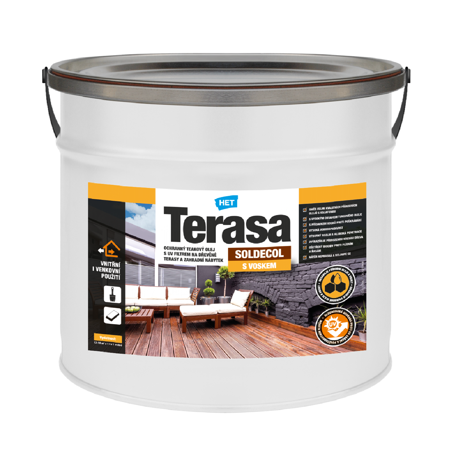 HET SOLDECOL Terasa ochranný voskový olej na dřevěné terasy a zahradní nábytek 2,5 l