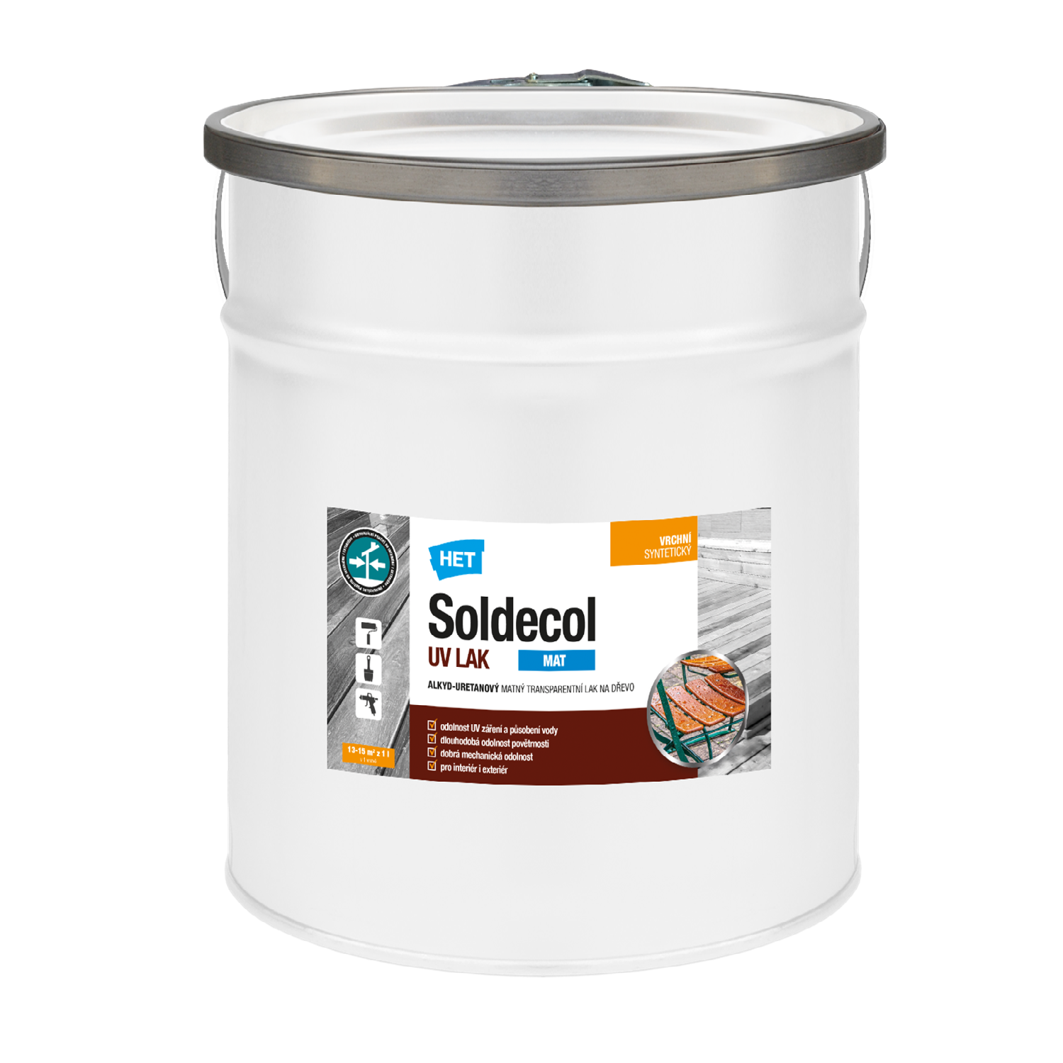 HET Soldecol UV LAK MAT alkyd-uretanový matný bezbarvý lak na dřevo 5 l