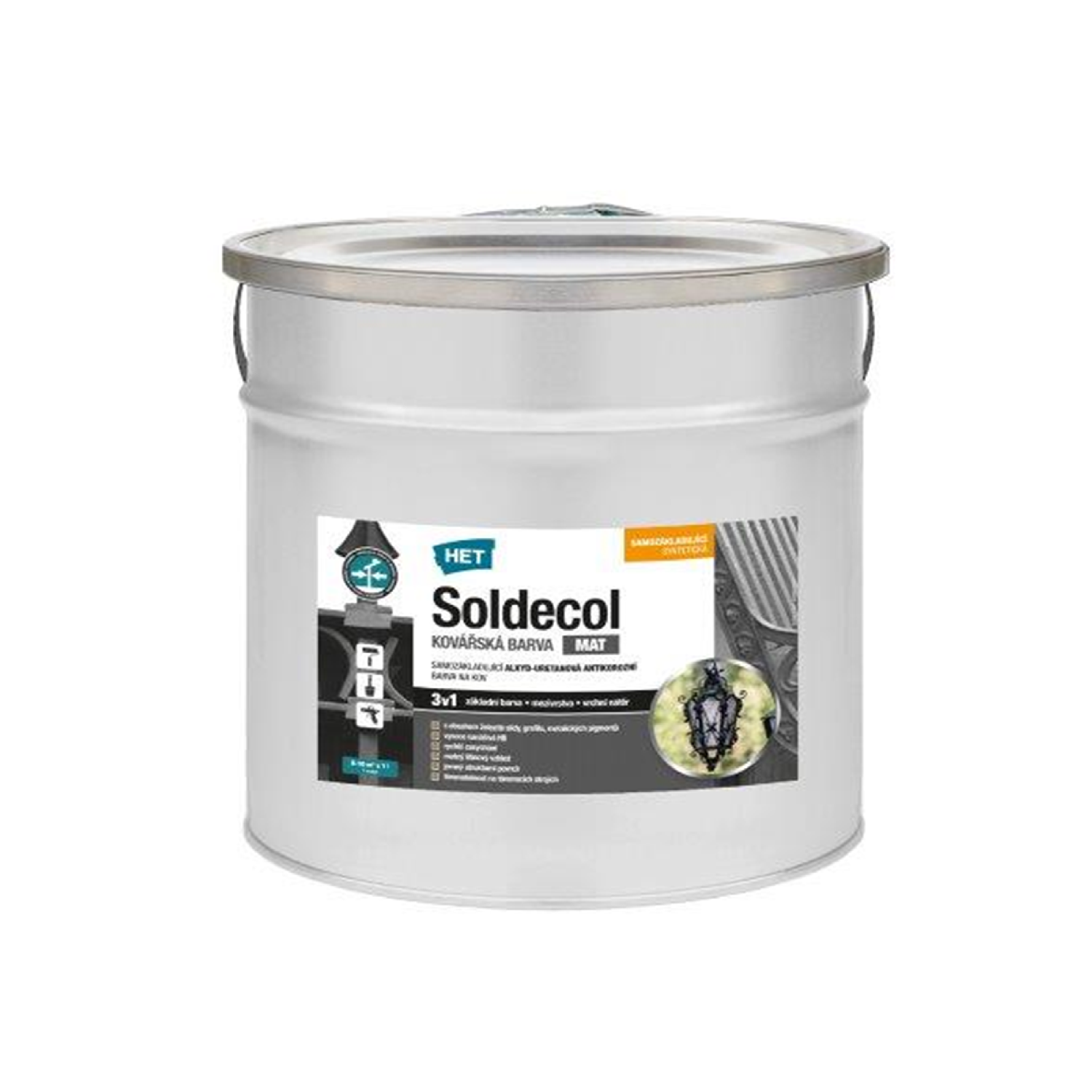 HET Soldecol rychleschnoucí antikorozní kovařská barva na kov 5 l