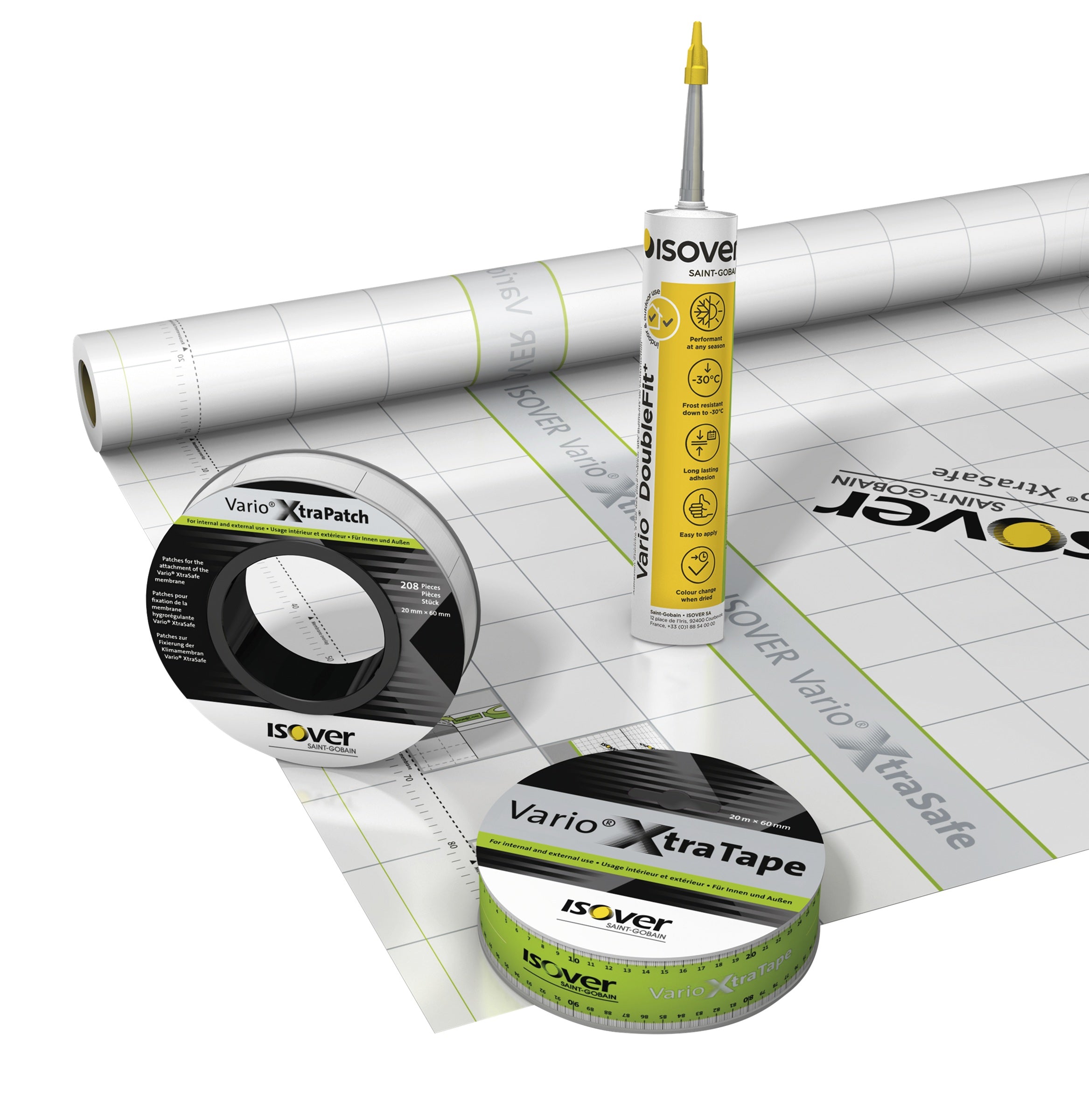Isover Vario XtraPatch paropropustná páska_ukázka set
