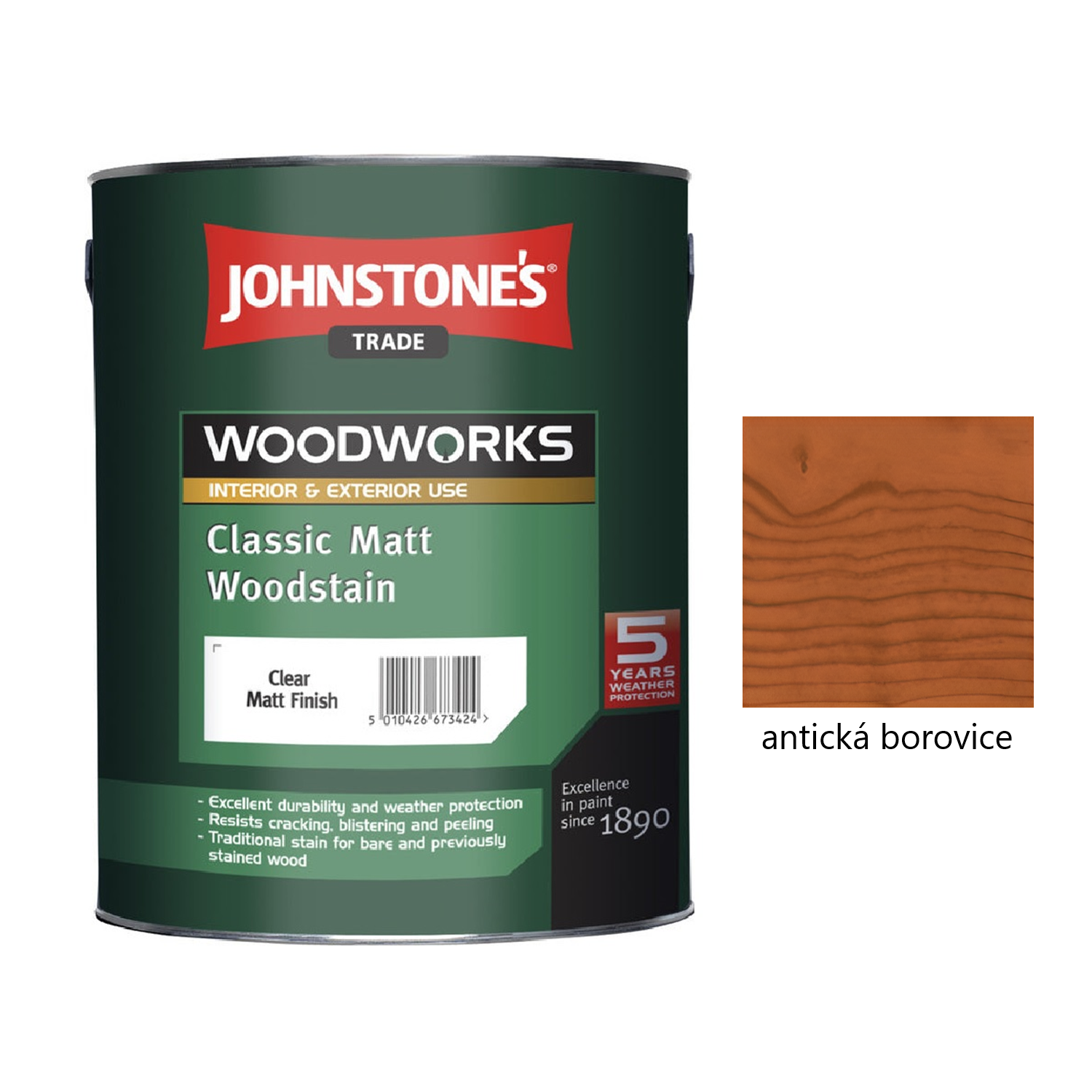 JOHNSTONE'S Classic Matt Woodstain syntetická tenkovrstvá lazura na dřevo - antická borovice