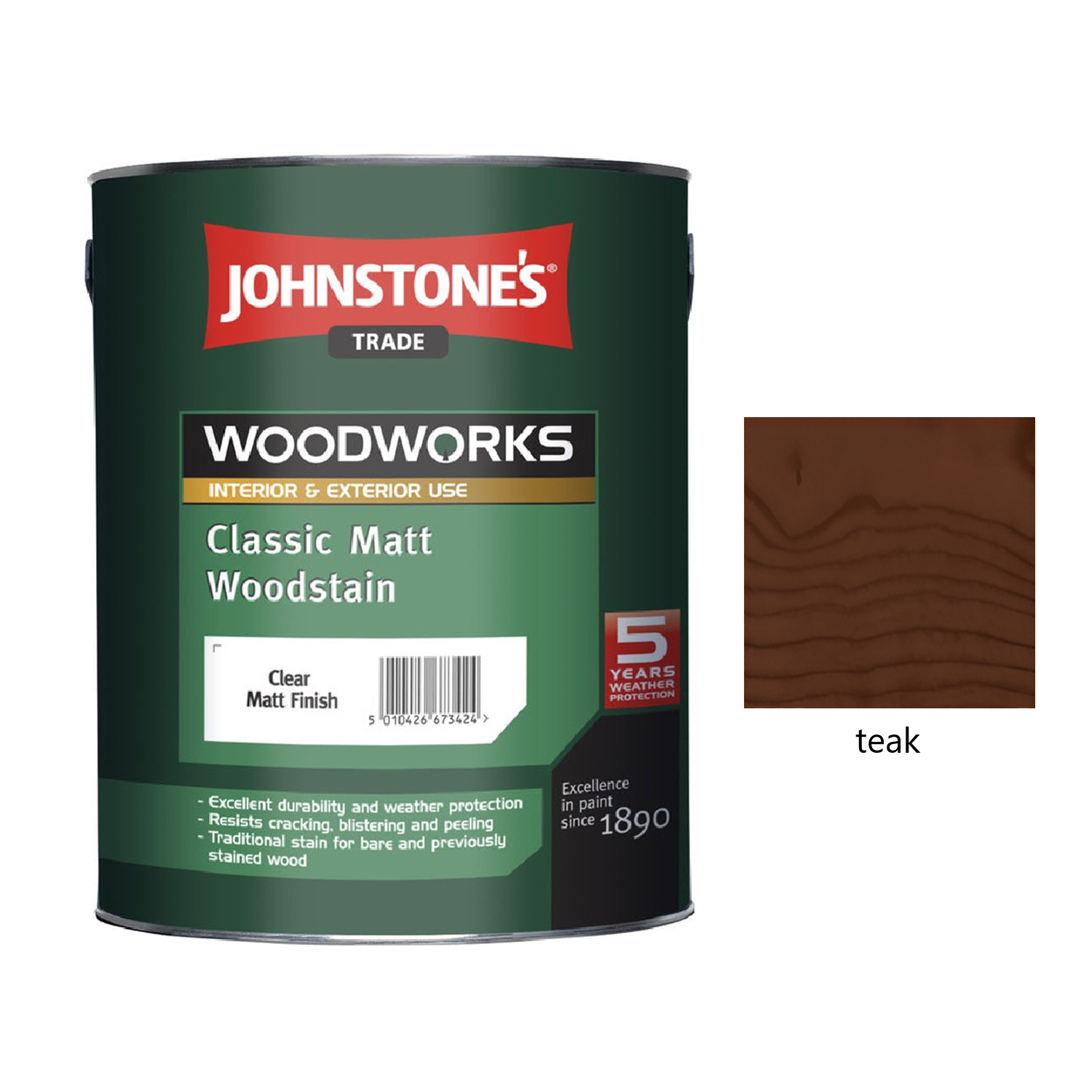 JOHNSTONE'S Classic Matt Woodstain syntetická tenkovrstvá lazura na dřevo - teak
