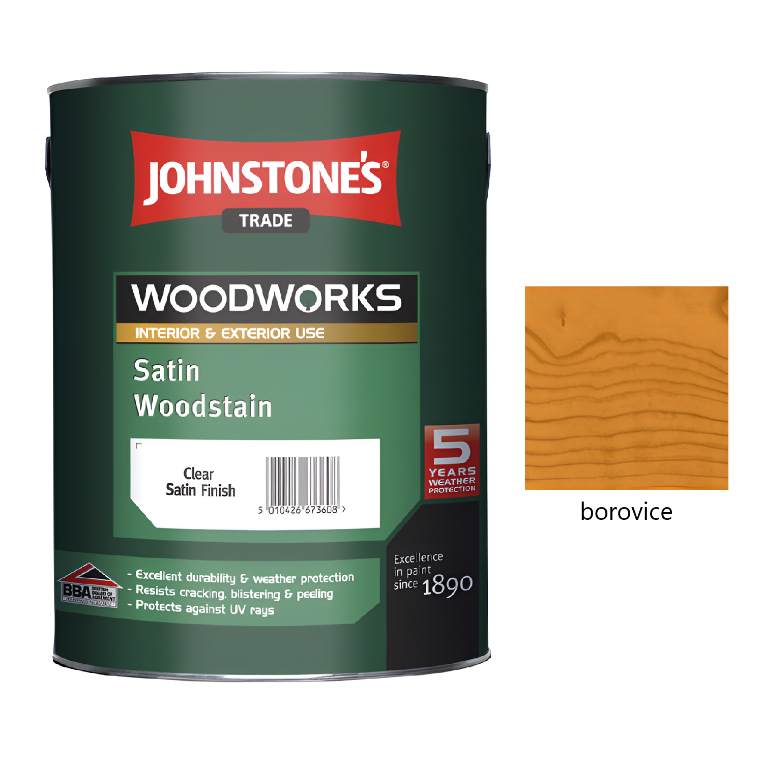 JOHNSTONE'S Satin Woodstain syntetická silnovrstvá lazura na dřevo - borovice
