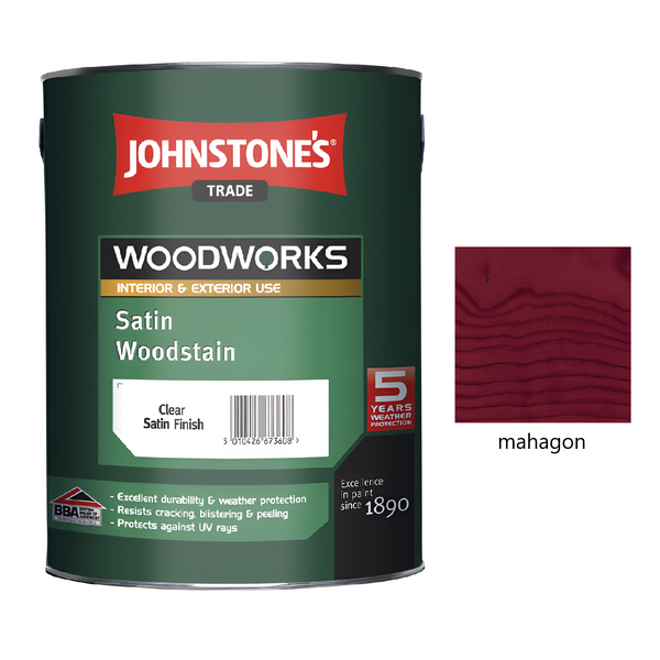JOHNSTONE'S Satin Woodstain syntetická silnovrstvá lazura na dřevo - mahagon