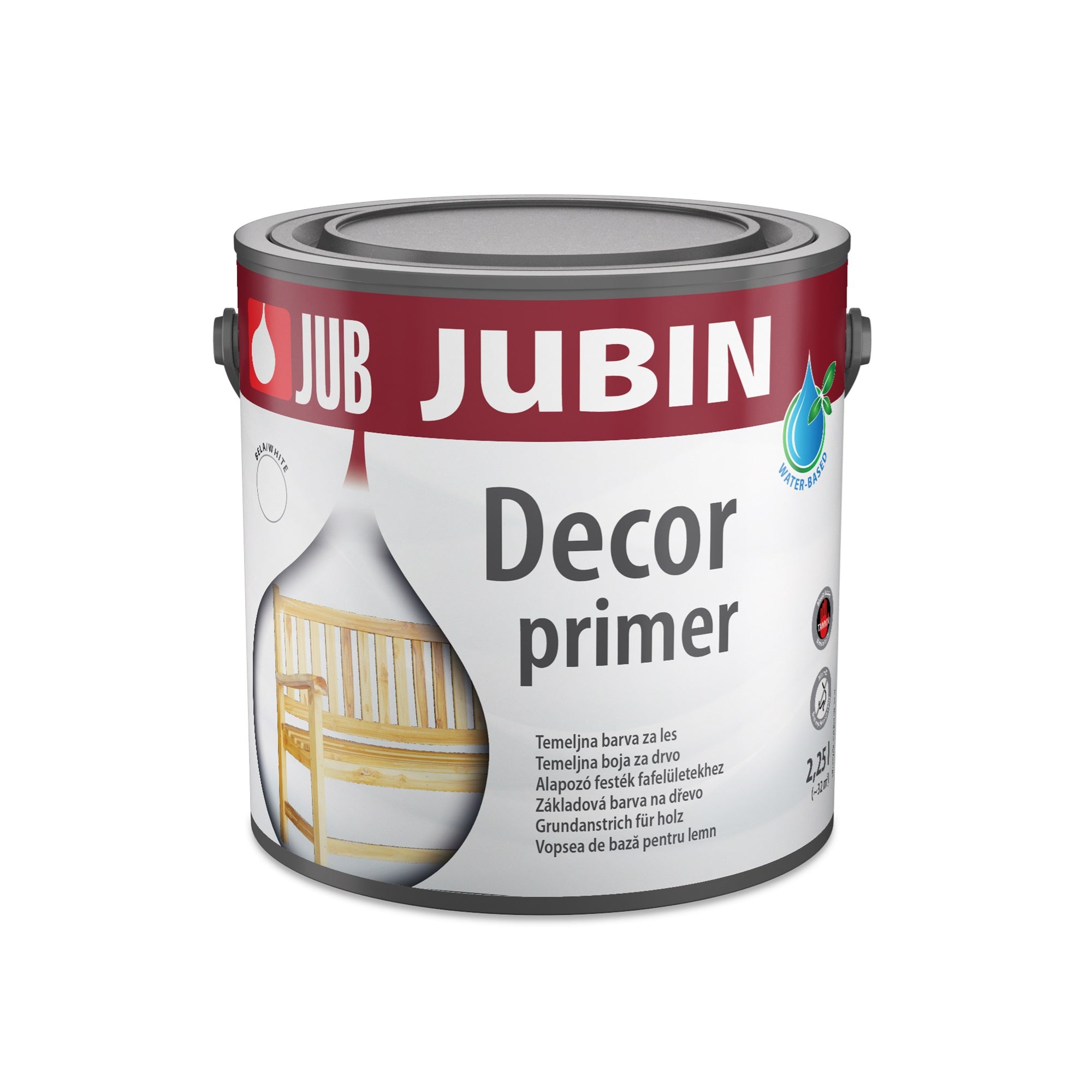 JUB JUBIN Decor Primer Vodou rěditelná základní bílá barva na dřevo 0,65 l