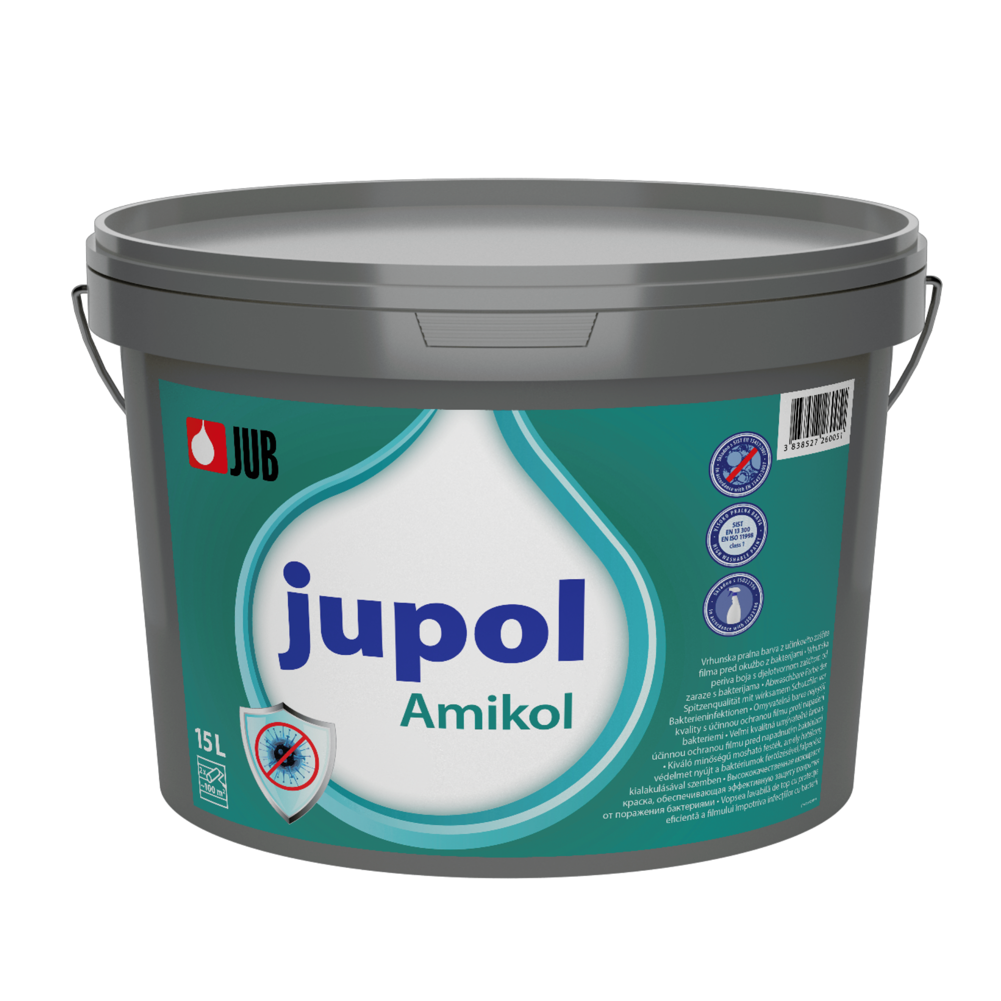 JUB JUPOL Amikol bílá omyvatelná malířská barva na zeď 15 l
