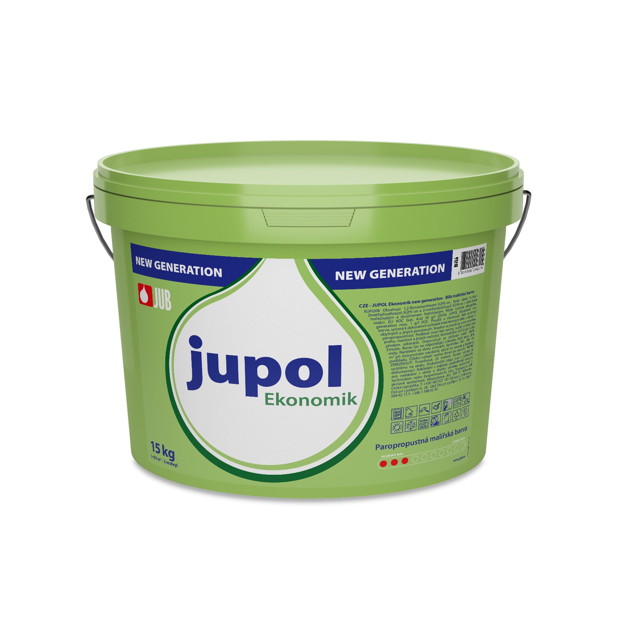 JUB JUPOL Ekonomik bílá interiérová malířská barva na zeď 15 kg