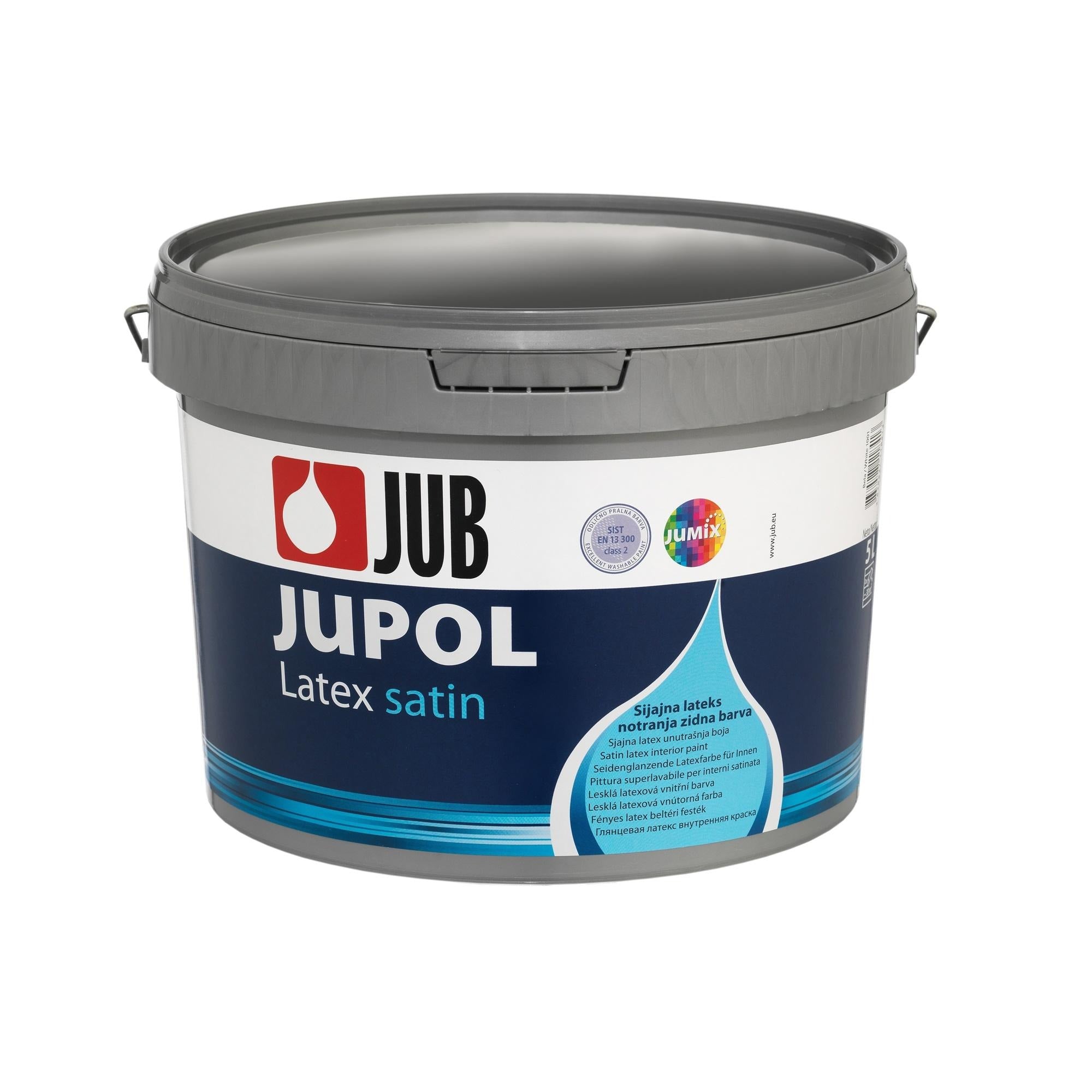 JUB JUPOL Latex satin bílá latexová omyvatelná malířská barva na zeď 5 l