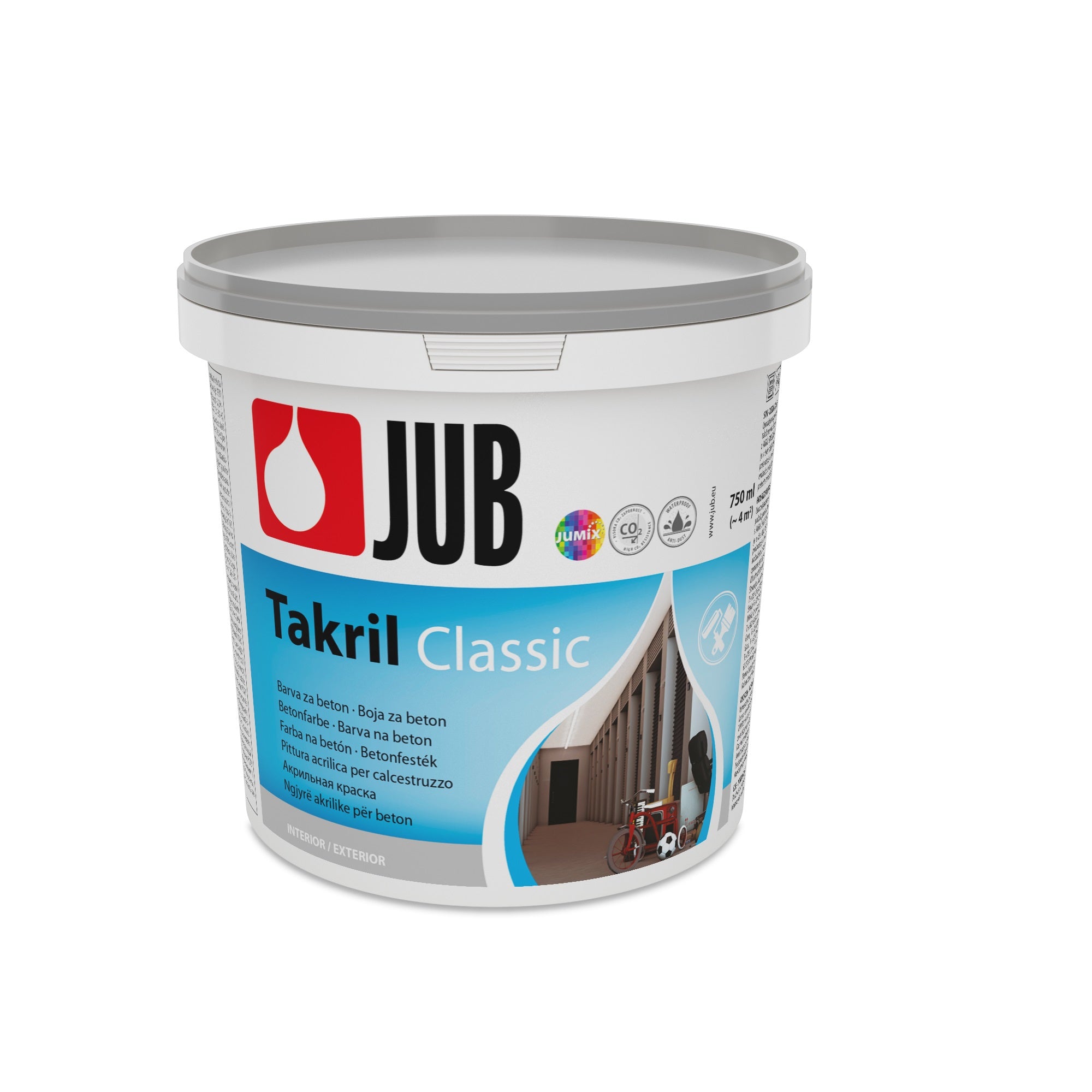 JUB TAKRIL Classic Akrylátová disperzní barva na beton 2 Šedá 0,75 l