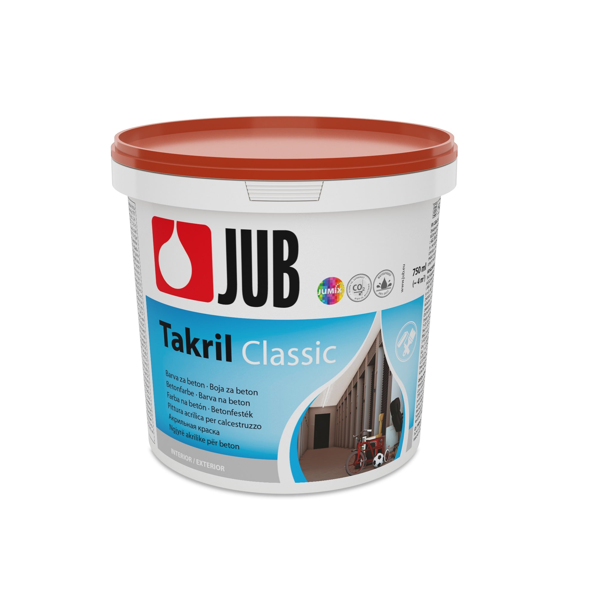 JUB TAKRIL Classic Akrylátová disperzní barva na beton 7 Bordó 0,75 l
