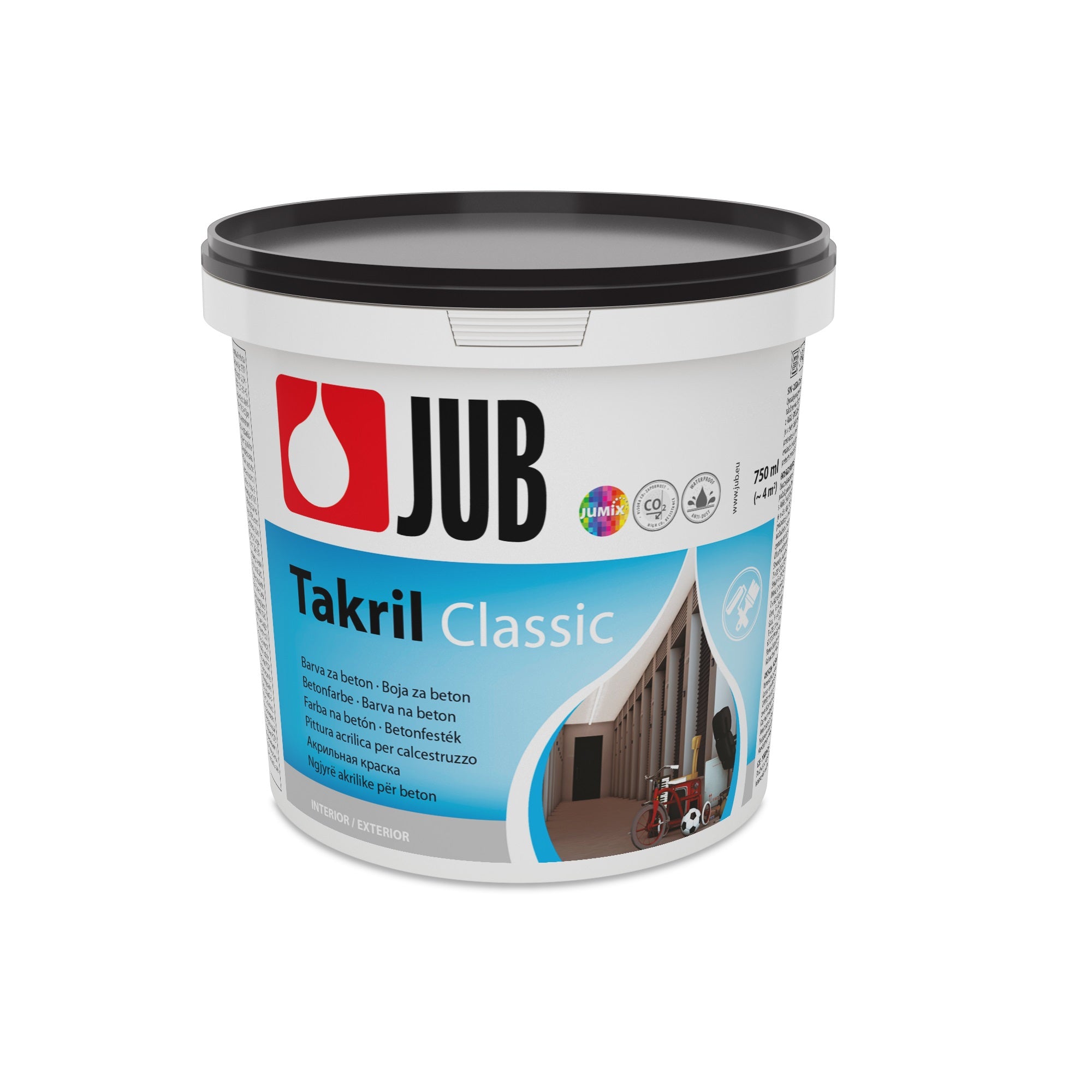 JUB TAKRIL Classic Akrylátová disperzní barva na beton 9 Černá 0,75 l
