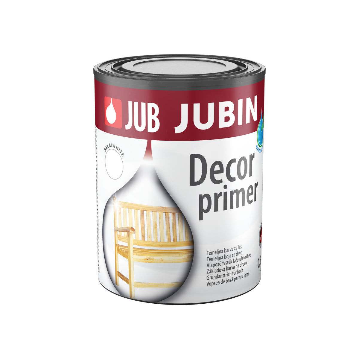 JUB JUBIN Decor Primer vodou ředitelná základní bílá barva na dřevo 0,65 l