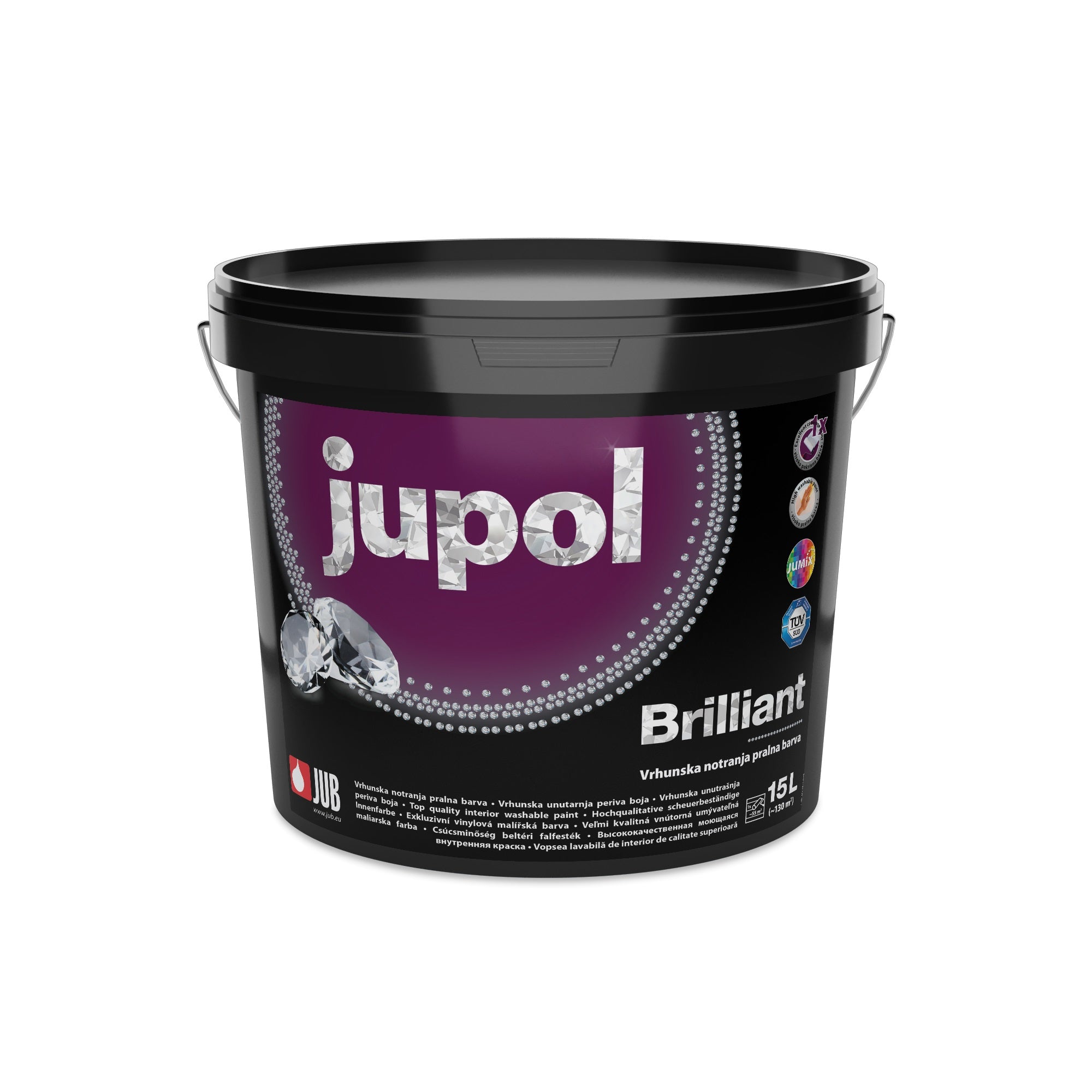 JUB JUPOL Brilliant bílá interiérová omyvatelná malířská barva na zeď 15 l
