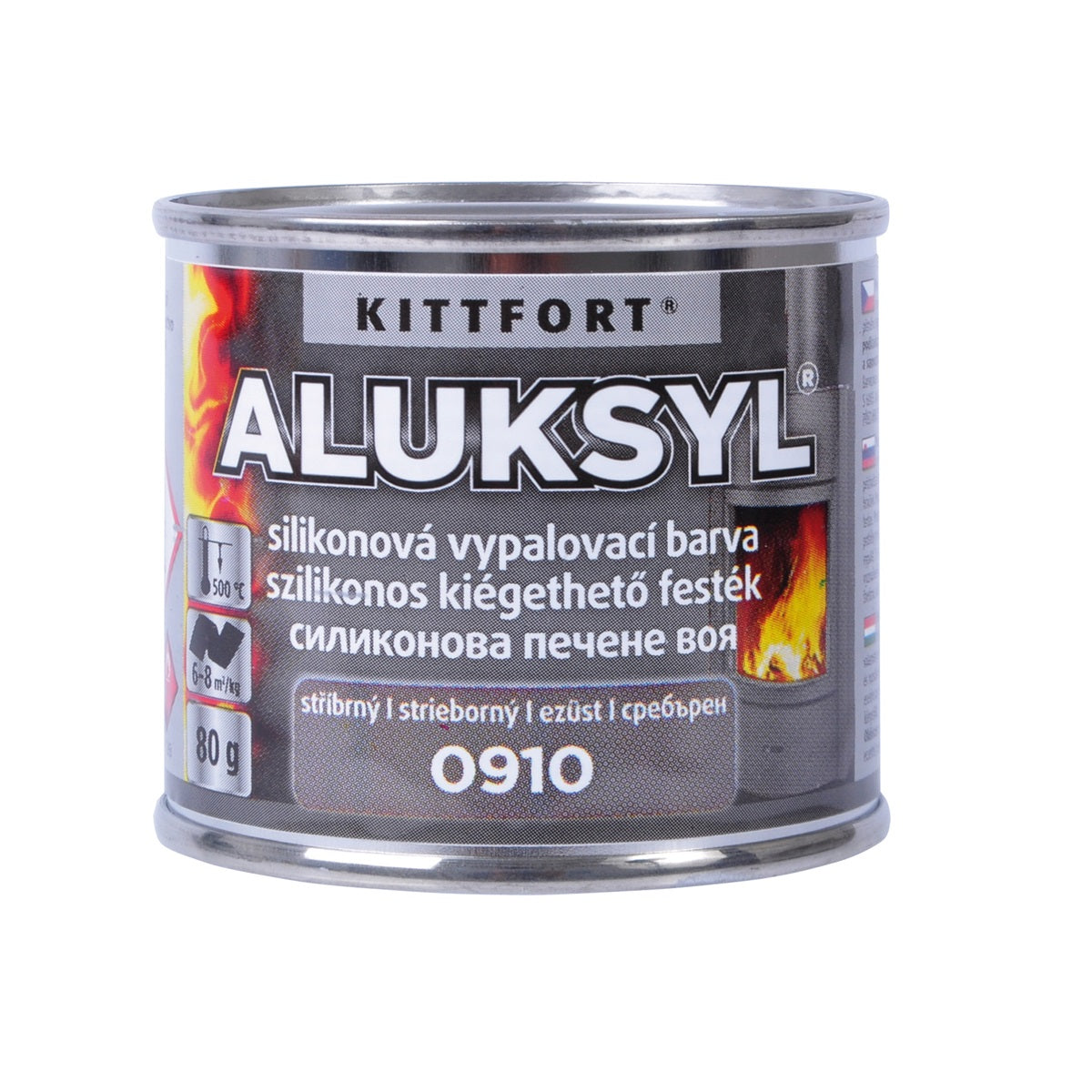 KITTFORT ALUKSYL Vypalovací silikonová barva 80 g - 0910 - Stříbrná