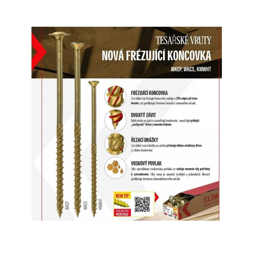 KLIMAS Wkret-met WKCP Ø8 mm TX-40 konstrukční vrut do dřeva s talířovou hlavou