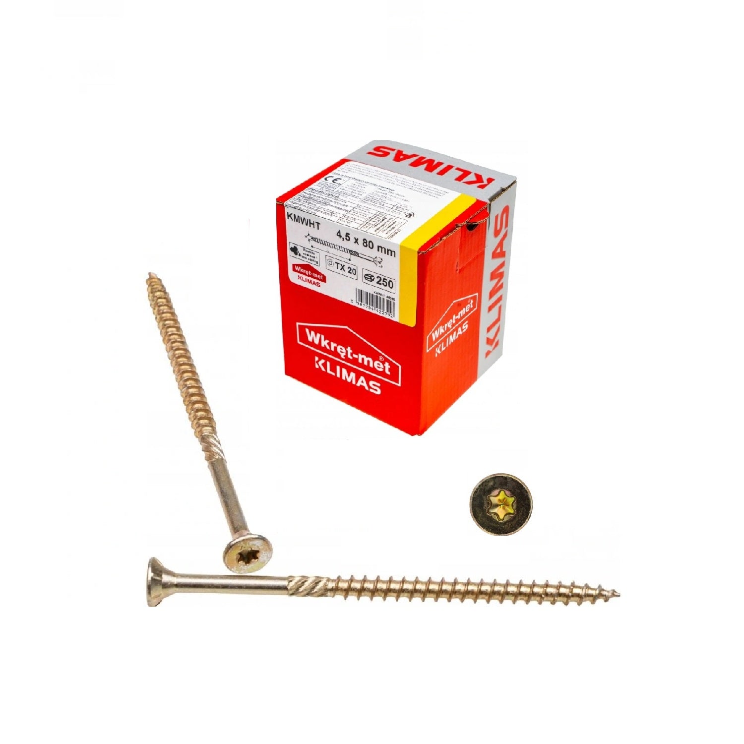 KLIMAS Wkret-met WKCS Ø4,5x80 mm TX-20 konstrukční vrut do dřeva se zápustnou hlavou