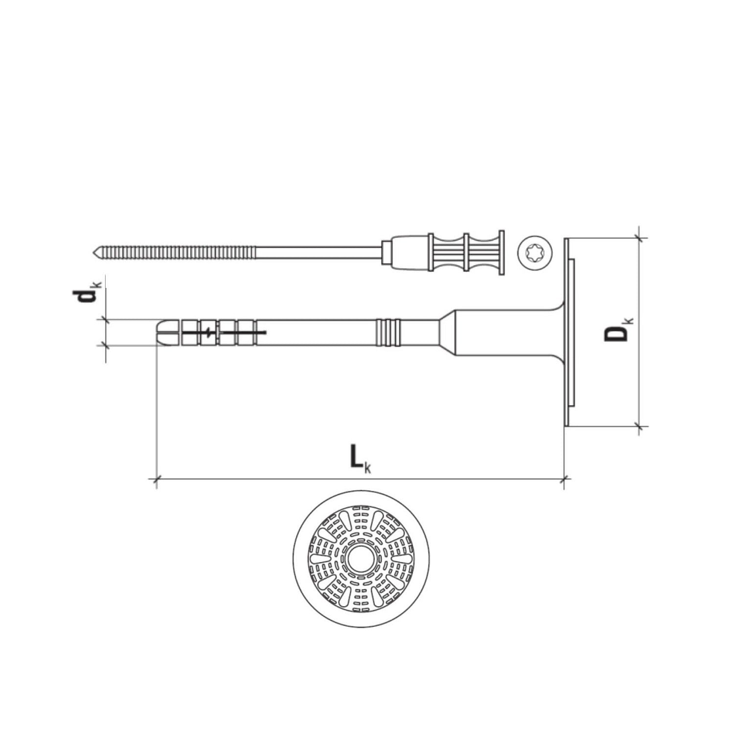KLIMAS Wkret-met WKTHERM-S Talířová hmoždinka s kovovým trnem a zkrácenou expanzní zónou Ø8 mm
