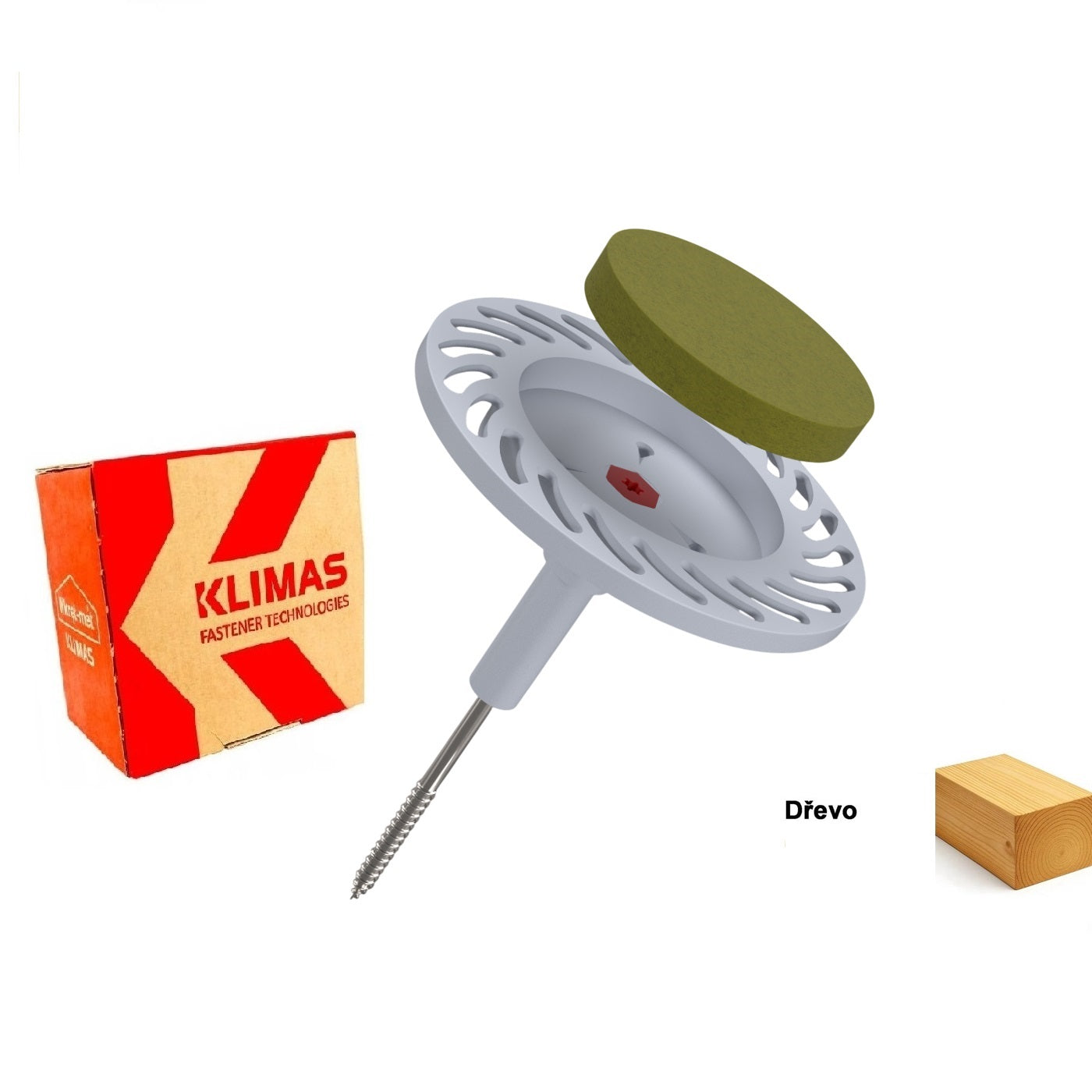 KLIMAS Wkret-met DRIVE W Talířová hmoždinka s kovovým šroubem do dřeva Ø6 mm