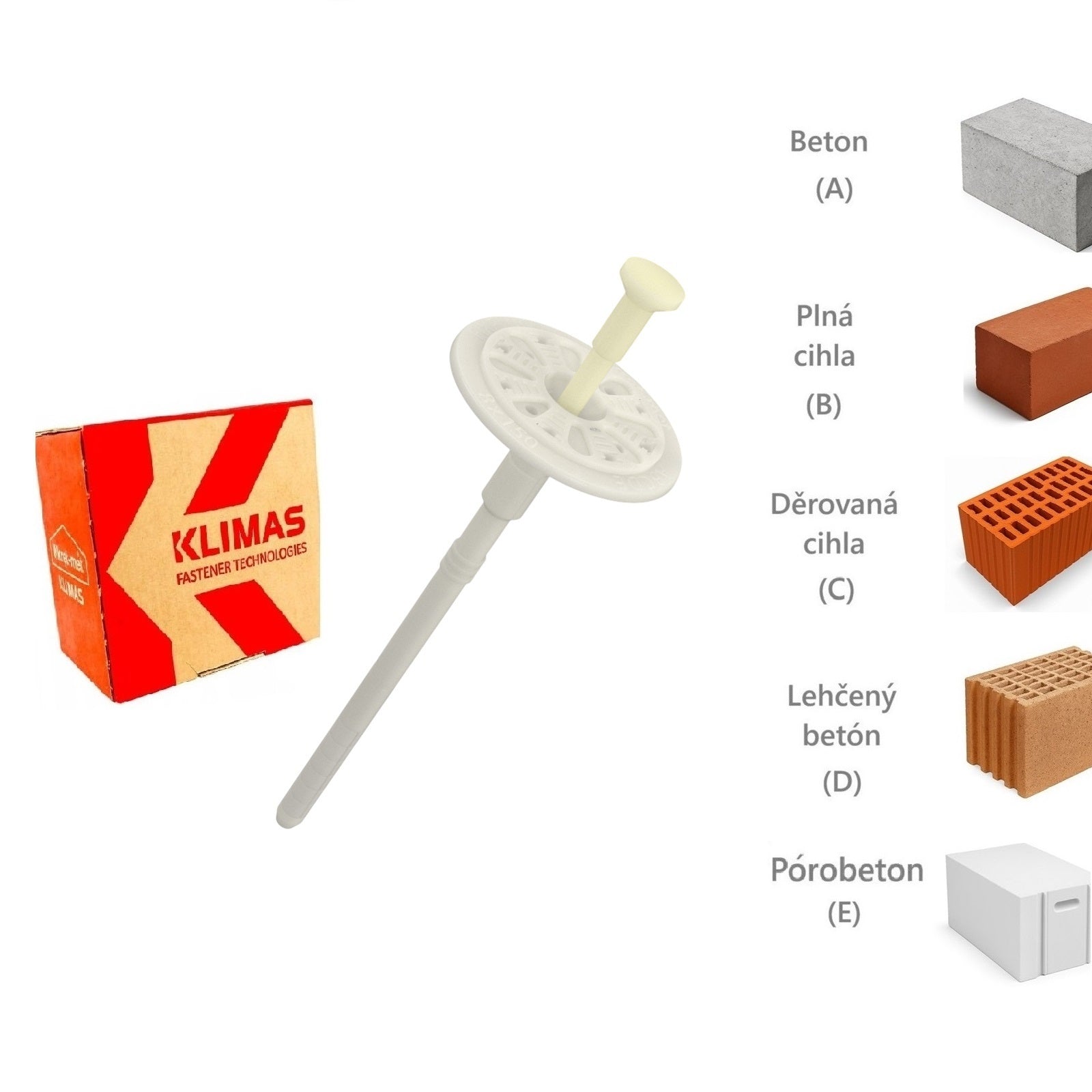 KLIMAS Wkret-met FIXPLUG Talířová hmoždinka s plastovým trnem Ø8 mm