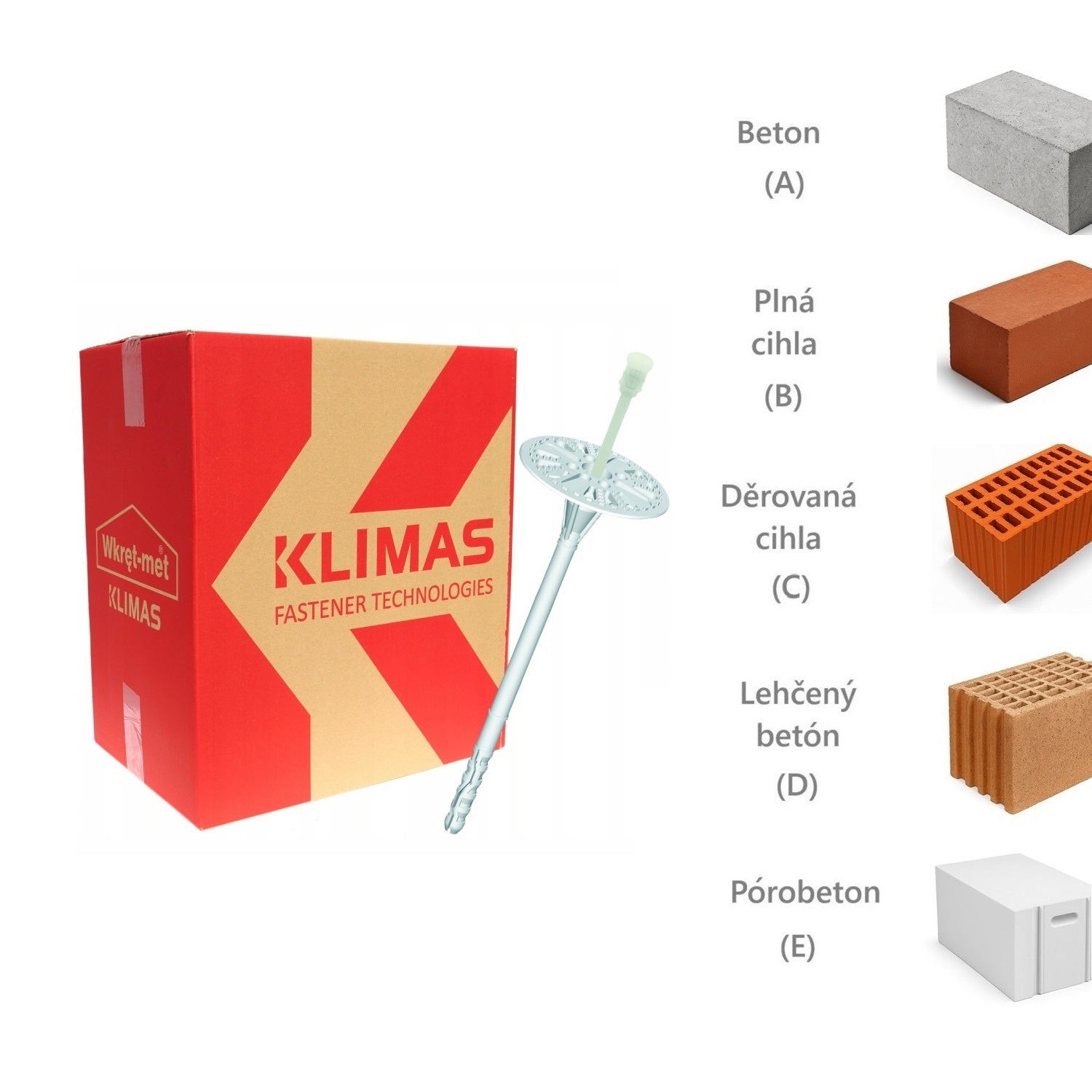 KLIMAS Wkret-met LTX-8 Talířová hmoždinka s plastovým trnem a zkrácenou expanzní zónou Ø8 mm