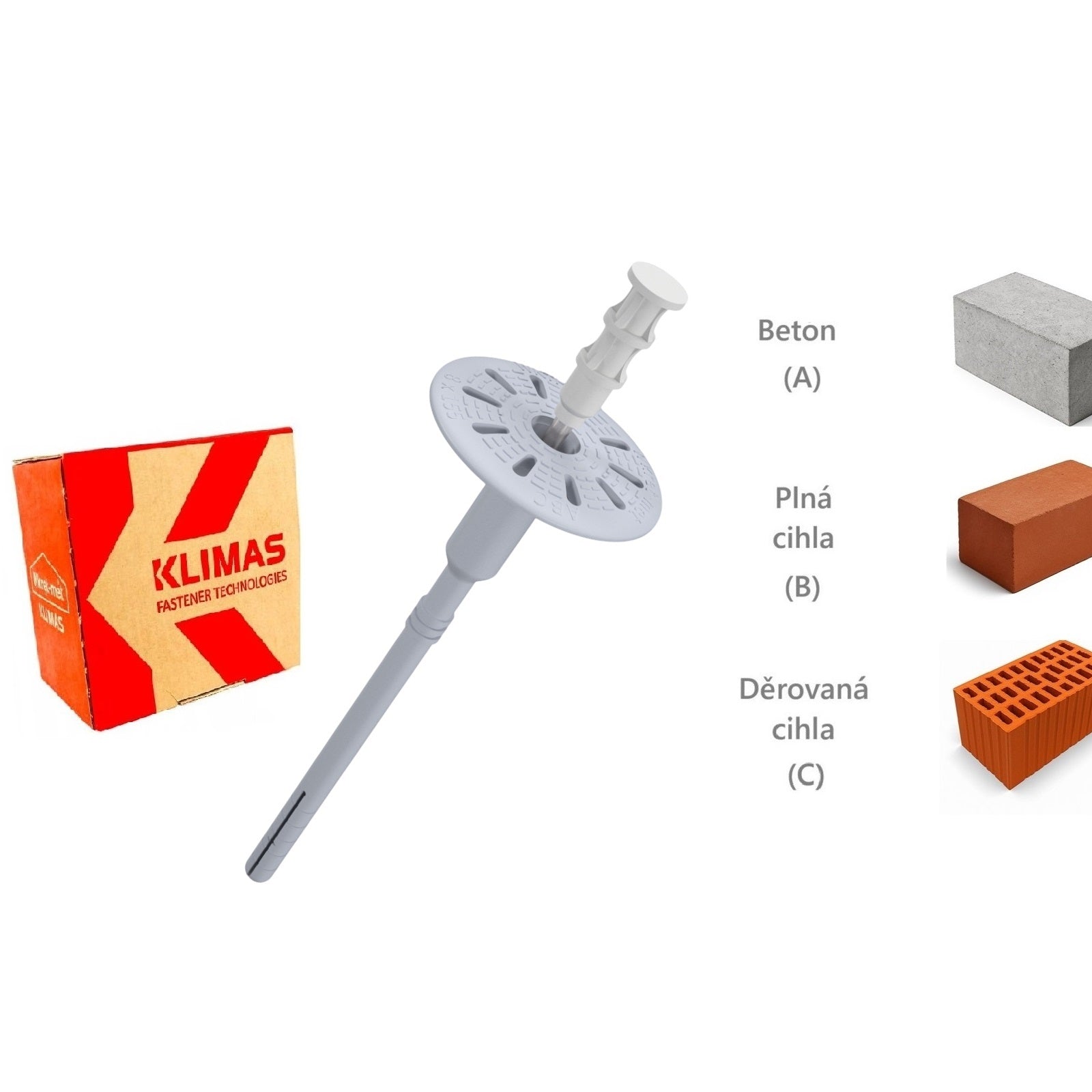 KLIMAS Wkret-met WKTHERM Talířová hmoždinka s kovovým trnem a zkrácenou expanzní zónou Ø8 mm