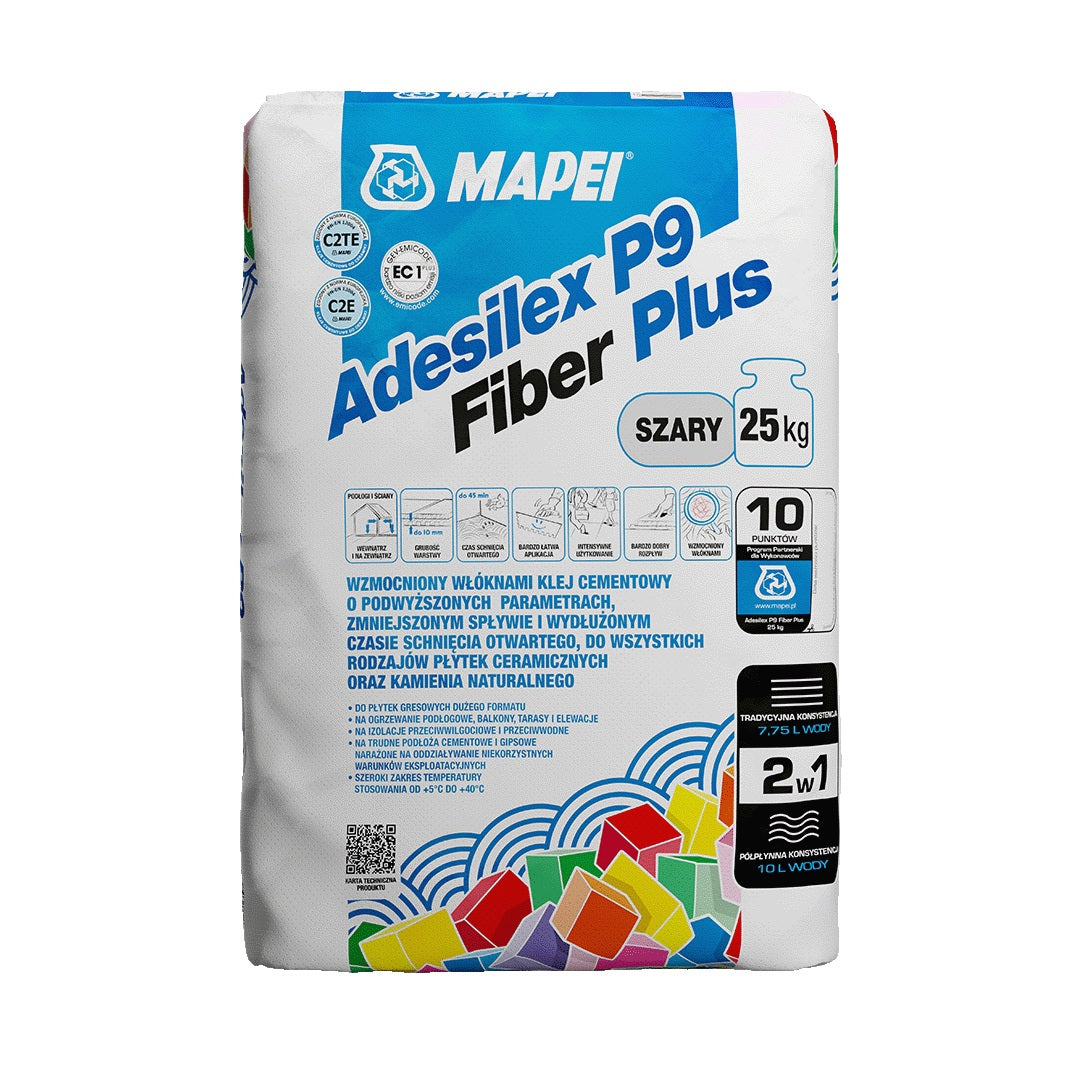 MAPEI Adesilex P9 Fiber Plus cementové lepidlo s vyztuženými vlákny na dlažbu a obklad 25 kg