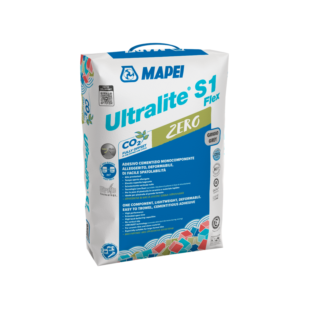 MAPEI Ultralite S1 Flex Zero flexibilní cementové lepidlo na dlažbu a obklad šedá 15 kg
