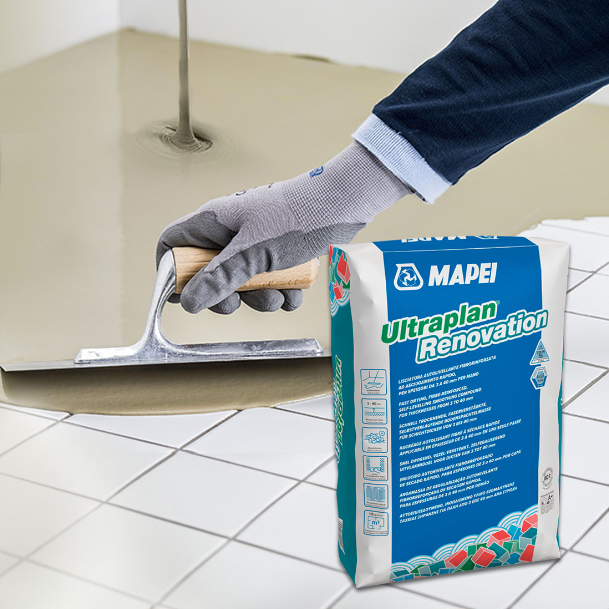 MAPEI Ultraplan Renovation samonivelační hmota na podlahy 23 kg aplikace