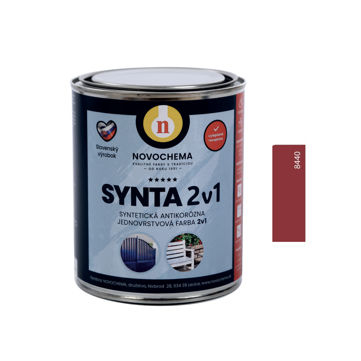 NOVOCHEMA SYNTA 2v1 syntetická antikorozní jednovrstvá barva 2v1 - 8440 - Červenohnědá
