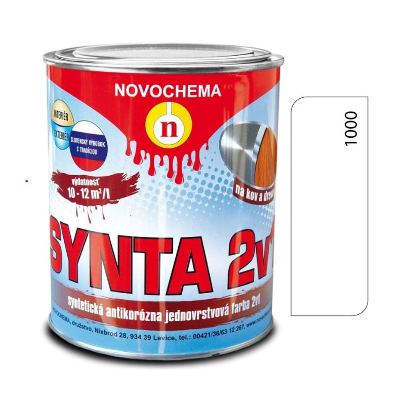 NOVOCHEMA SYNTA 2v1 syntetická antikorozní jednovrstvá barva 2v1 - 1000 - Bílá
