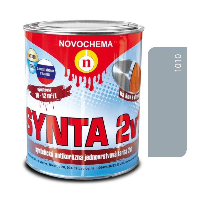 NOVOCHEMA SYNTA 2v1 syntetická antikorozní jednovrstvá barva 2v1 - 1010 - Šedá pastelová